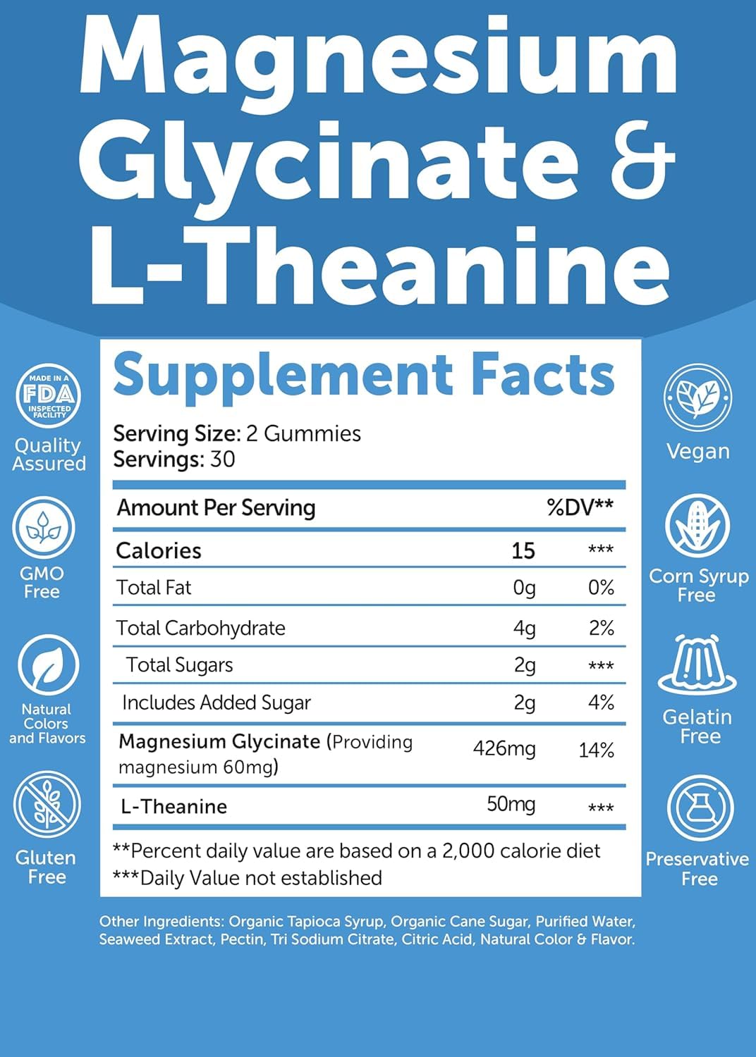 Lunakai Magnesium Glycinate with L-Theanine 426mg, 180 Gummies