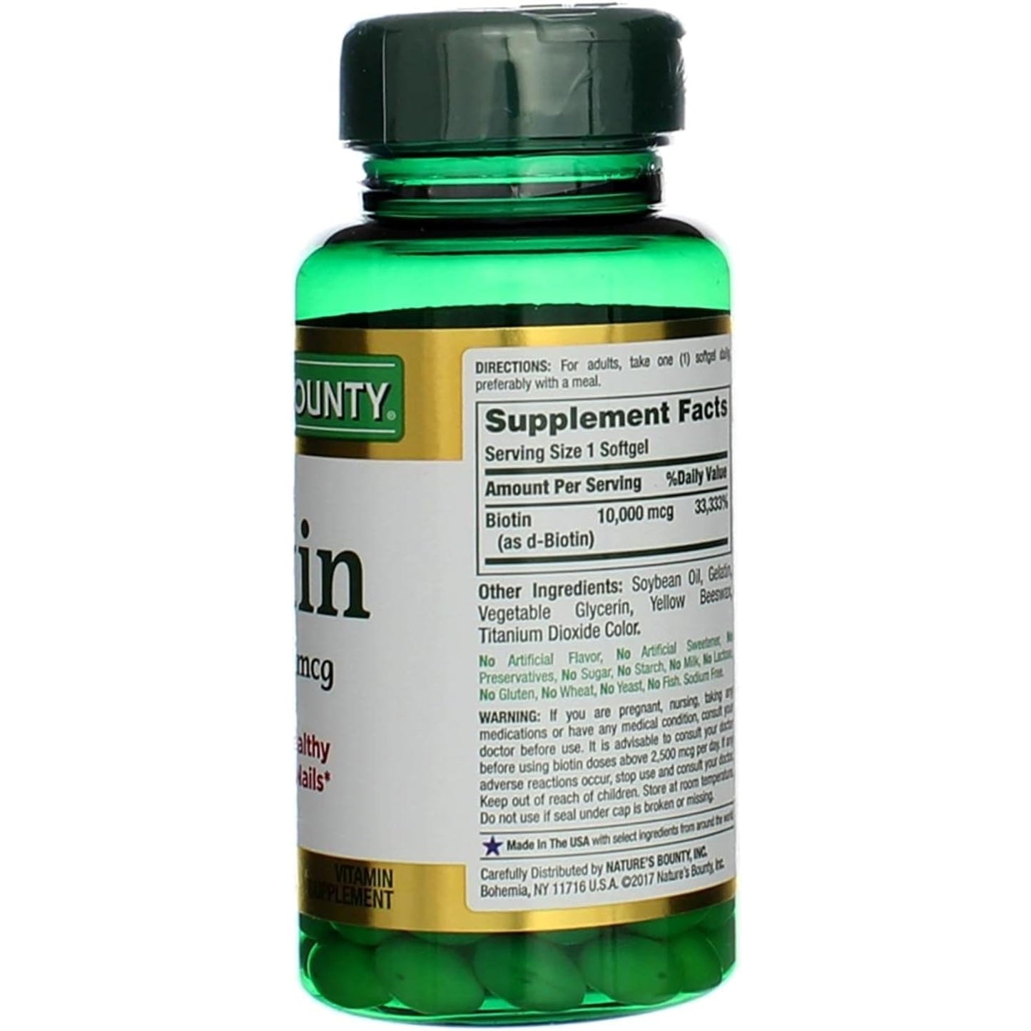 Nature's Bounty Biotin 10000 mcg Softgels, 120 Count