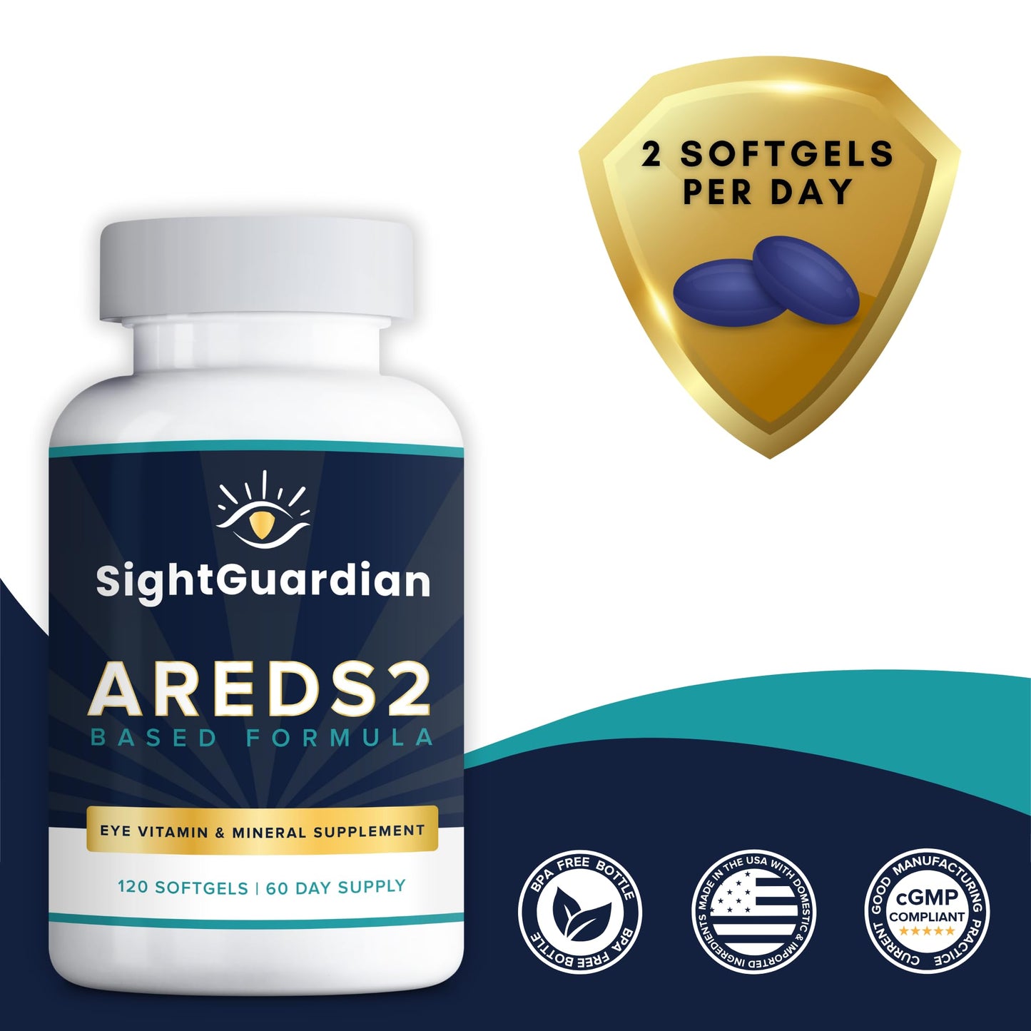 Sight Guardian AREDS2 Based Eye Vitamins Capsules, 120 Count