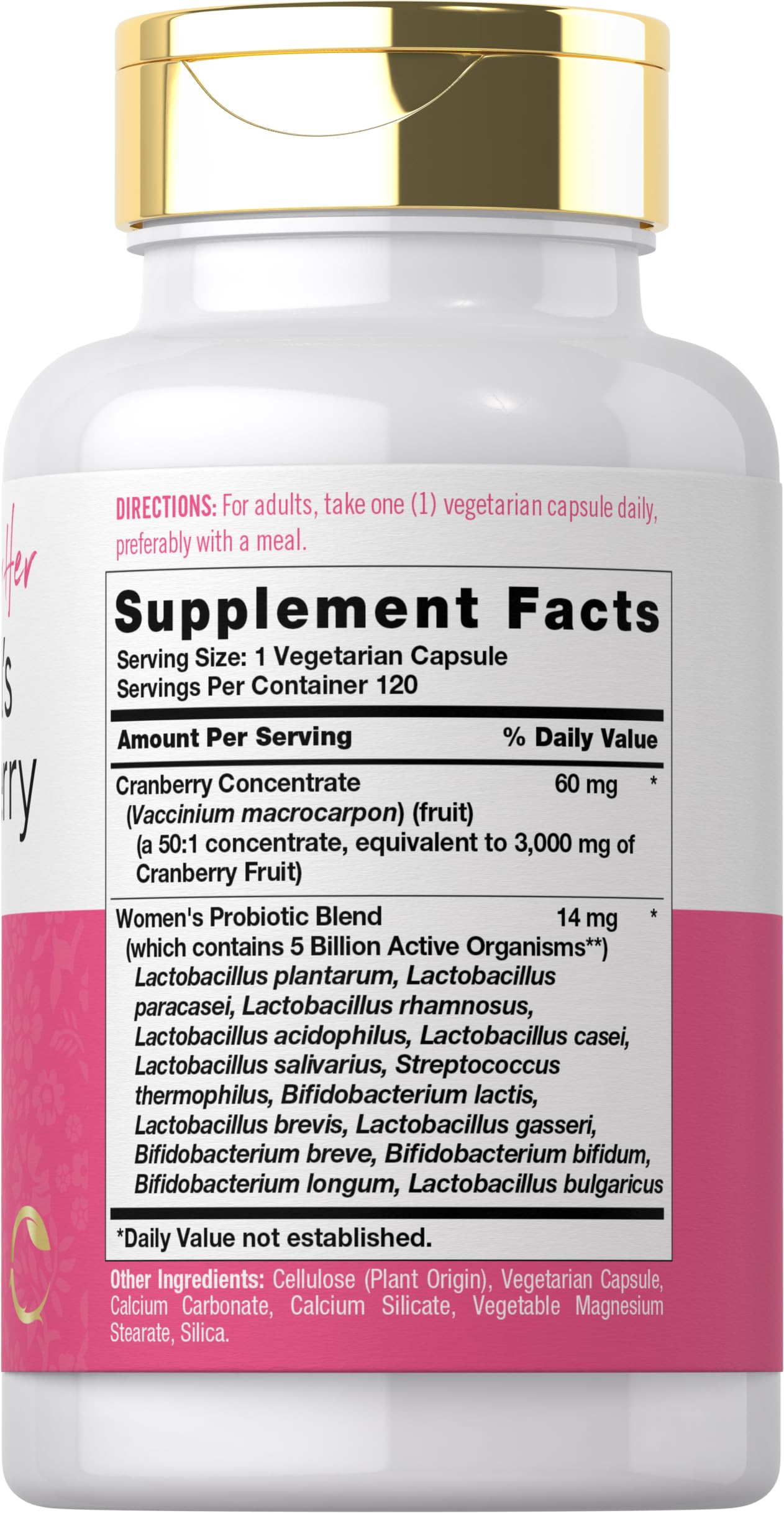 Carlyle Women's Cranberry Plus Probiotics Capsules 120 Count