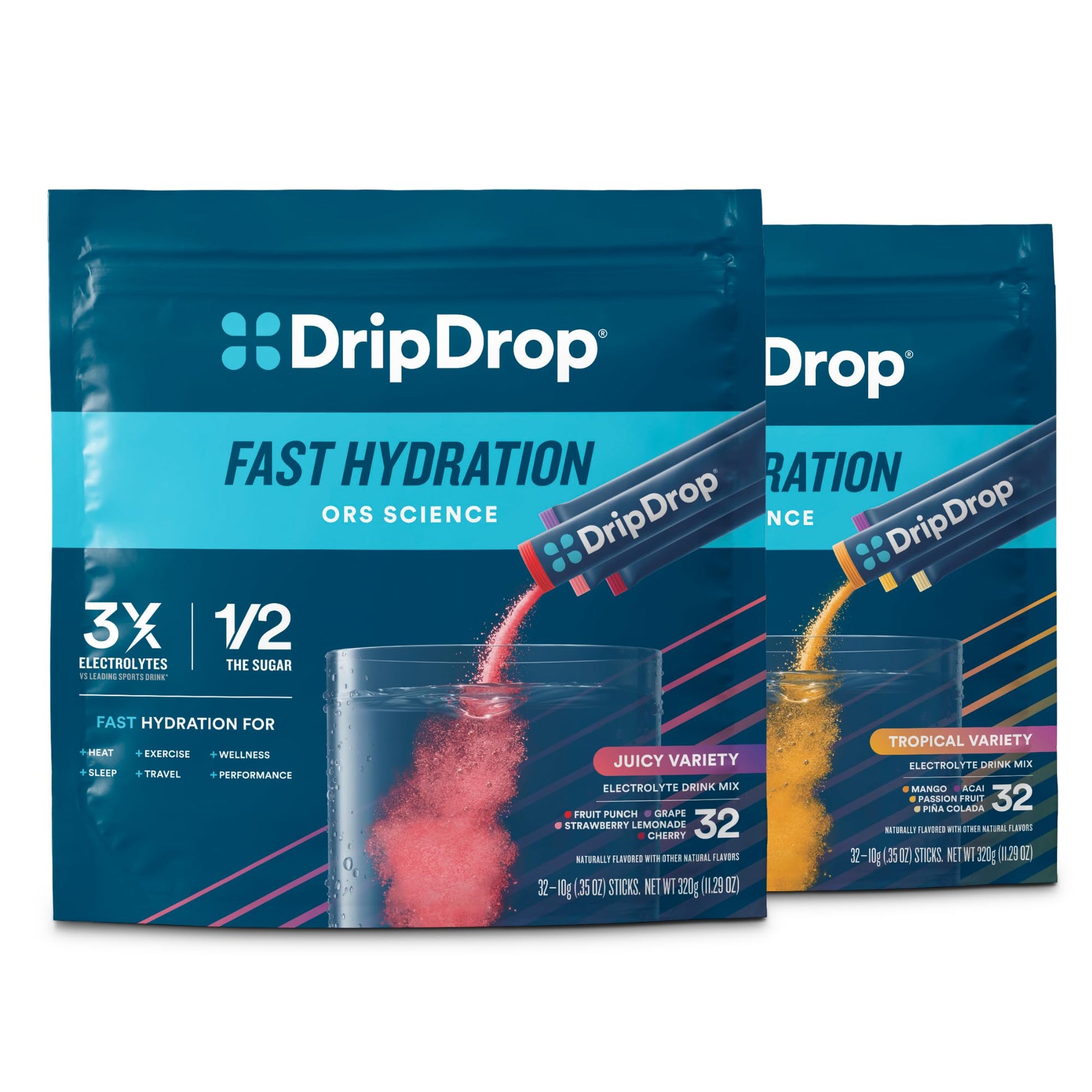 DripDrop Hydration - Electrolyte Powder Packets, Powder, 64 Count