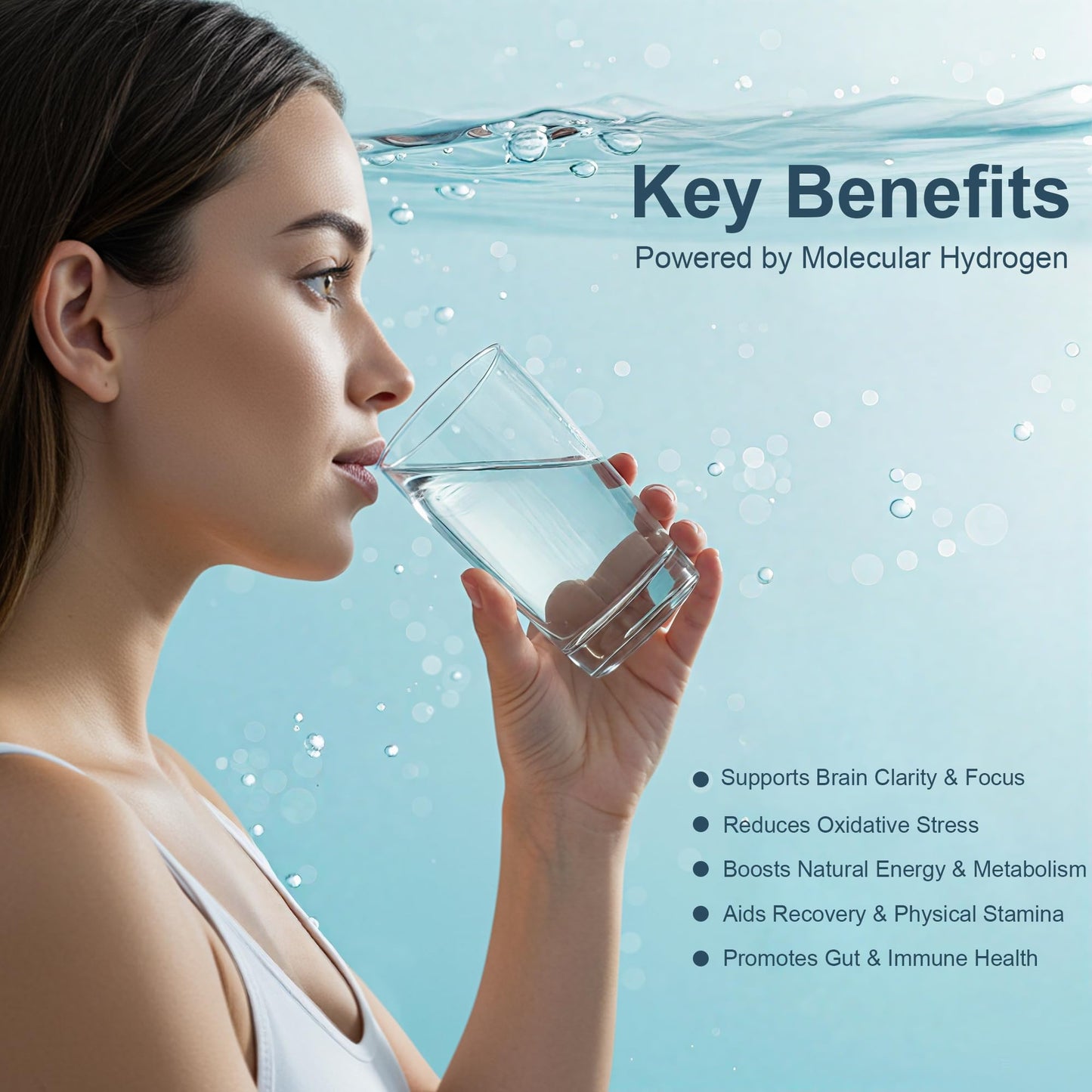 ANEVYRAQ Hydrogen Water Tablets with Magnesium – 8 PPM H2 Molecular Hydrogen for Drinking Water – Antioxidant Formula for Energy, Recovery & Cognitive Support – Unflavored, 60 Tablets