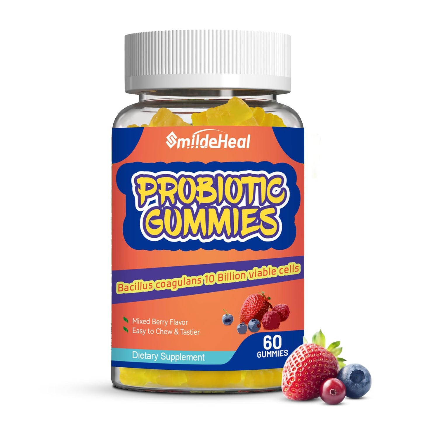 SmildeHeal Probiotic Gummies for Digestive Health Gummy 60 Count