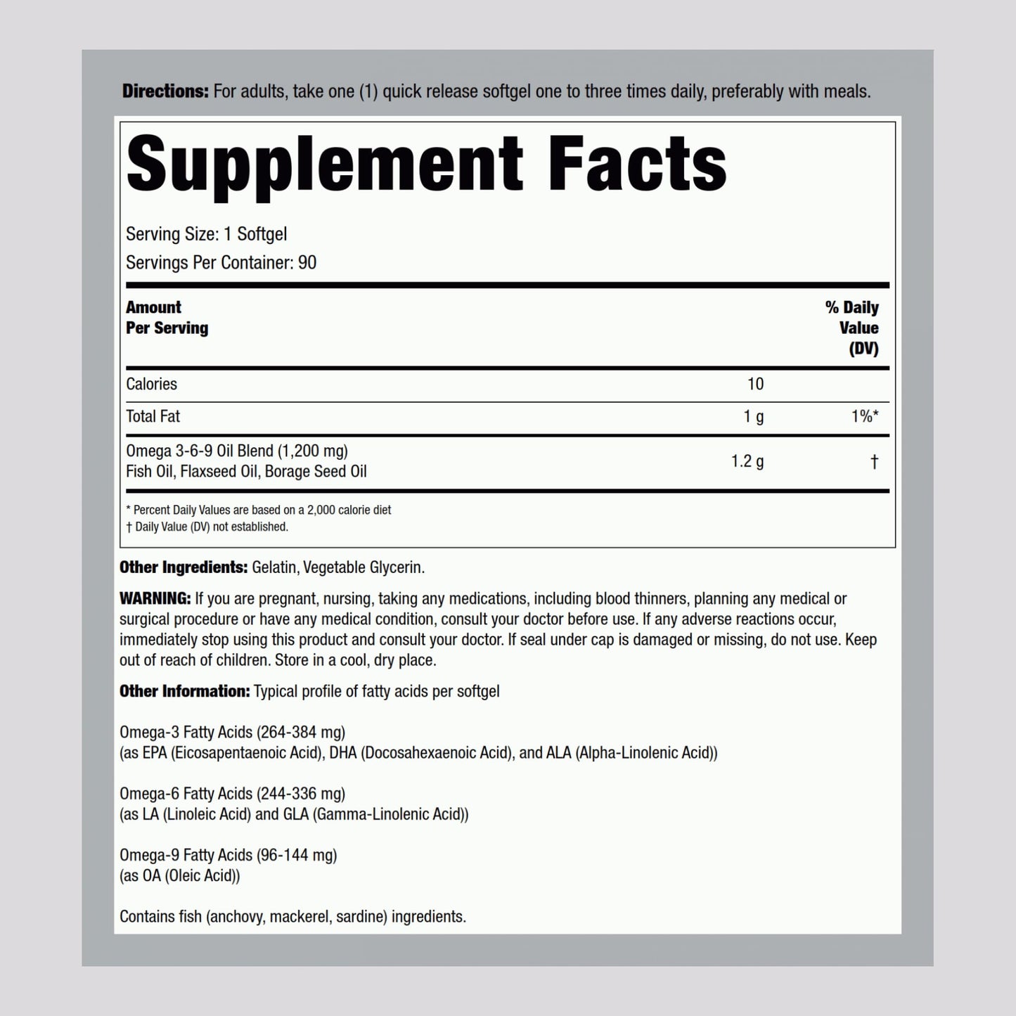 Lindberg Omega 3 6 9 Supplement Softgels 90