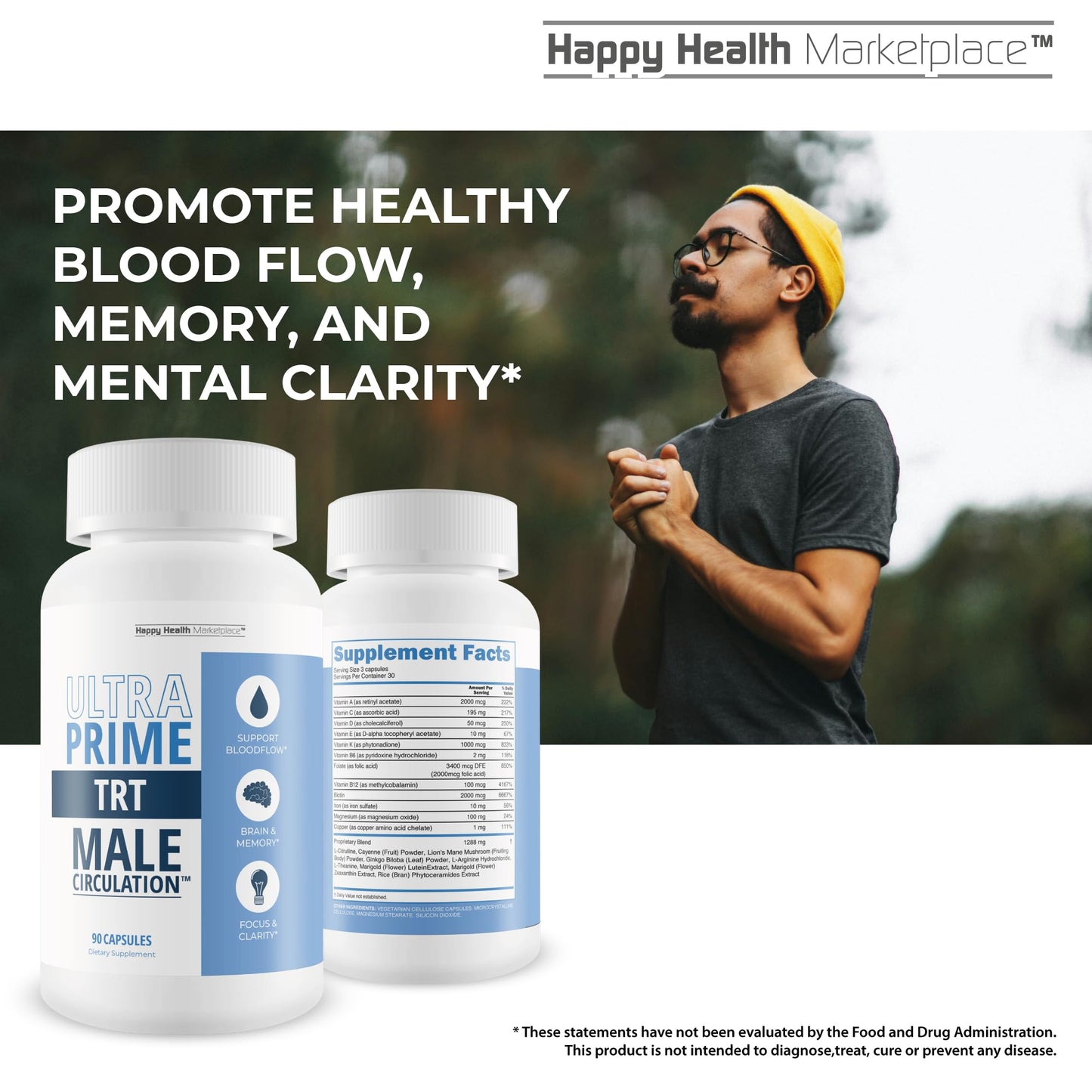 Happy Health Marketplace Ultra Prime TRT BloodFlow Booster Capsule 90 Count