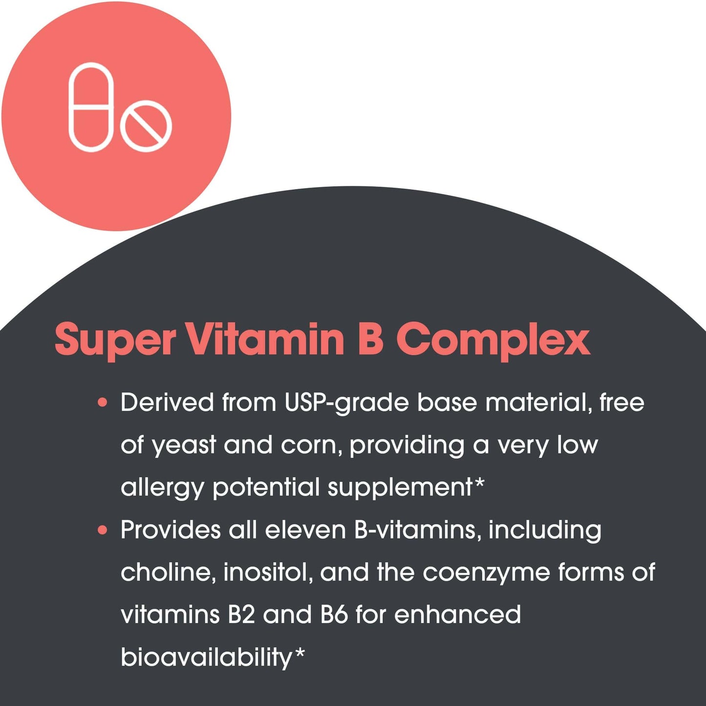 Allergy Research Group ARG Super Vitamin B - Complete B Vitamin Supplement - Capsule, 120 Count