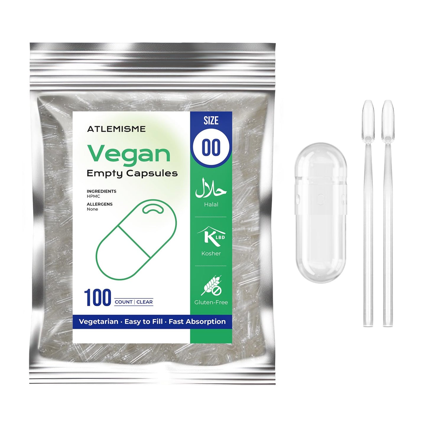 ATLEMISME Empty Vegan Capsules Size 00 Capsule 1000 Count
