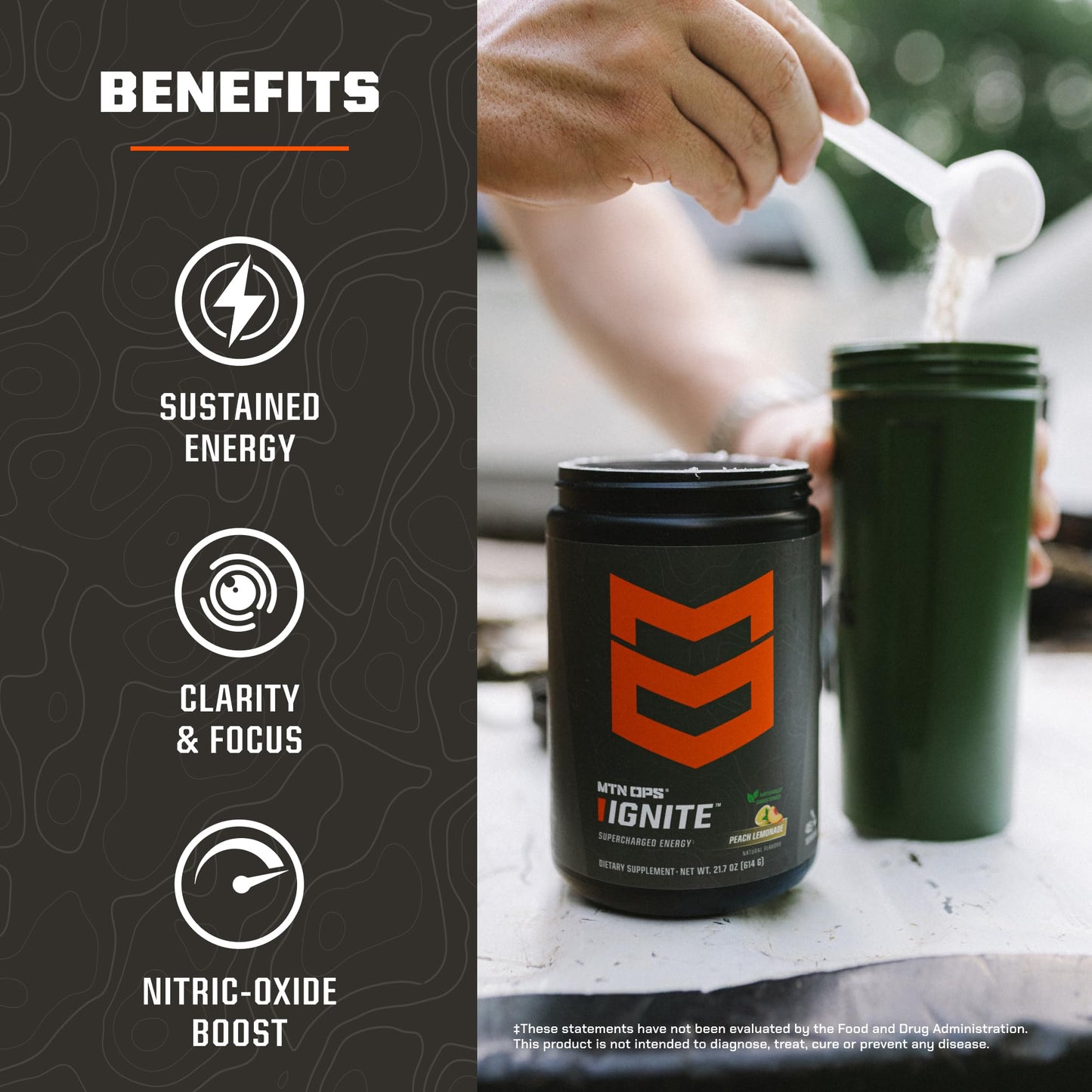 MTN OPS Ignite Energy Powder Peach Lemonade 22.4