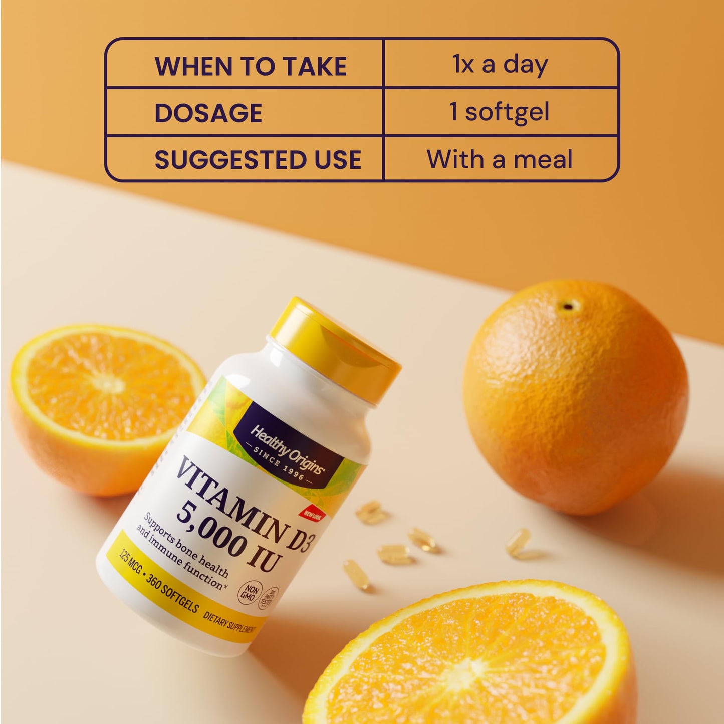 Healthy Origins Vitamin D3 5000 IU Softgels, 120 Count