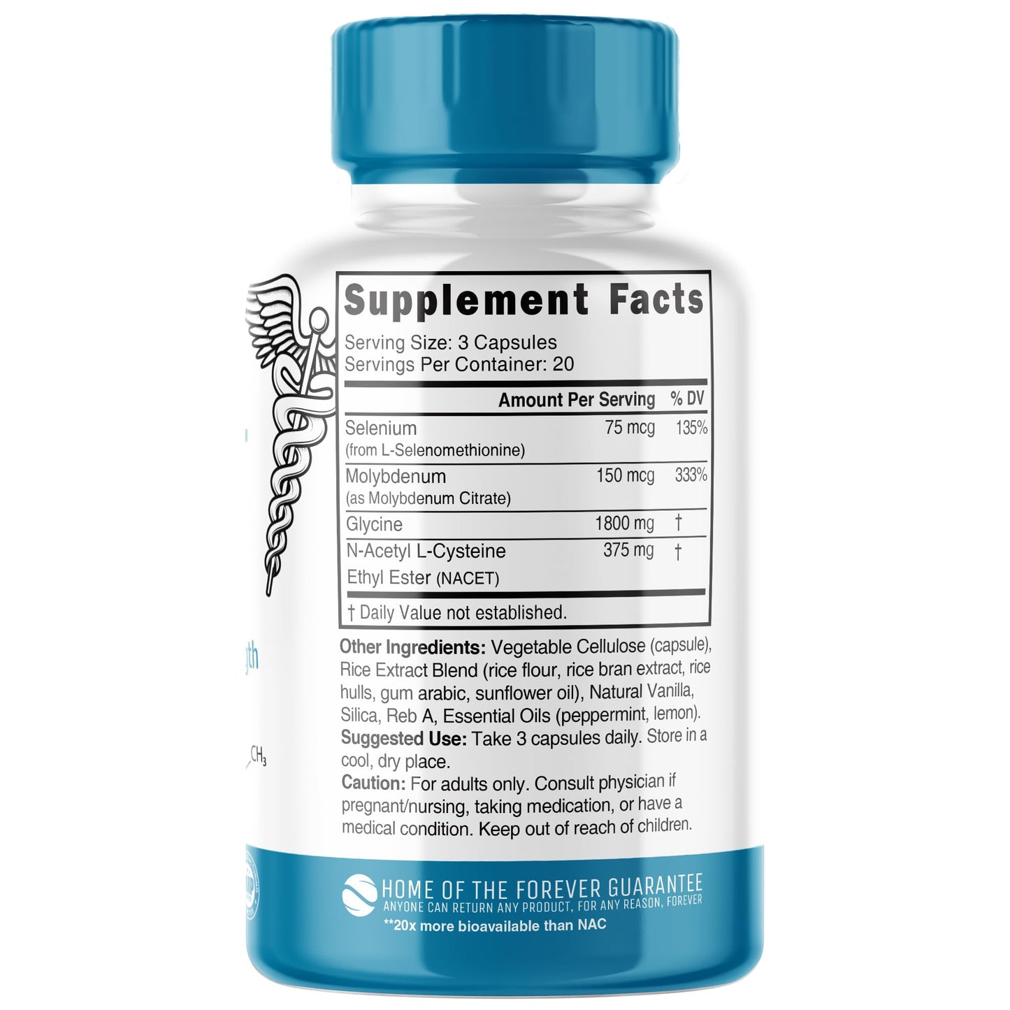 Nature's Fusions Nutri NAC Ethyl Ester + Glycine - Extra Strength 375mg NACET with Selenium 60 Capsules