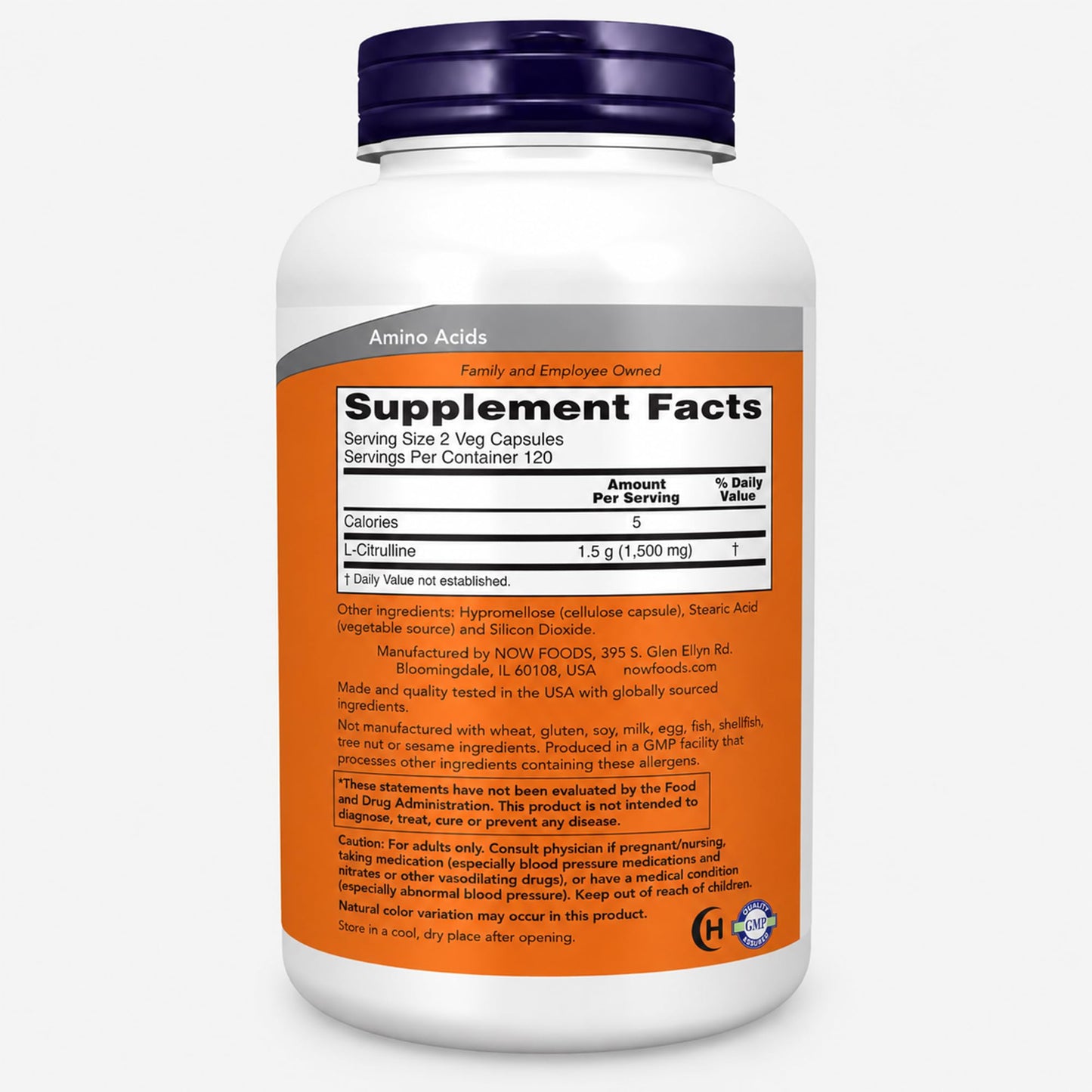 NOW Foods L-Citrulline 750 mg Capsules, 240 Veg Capsules