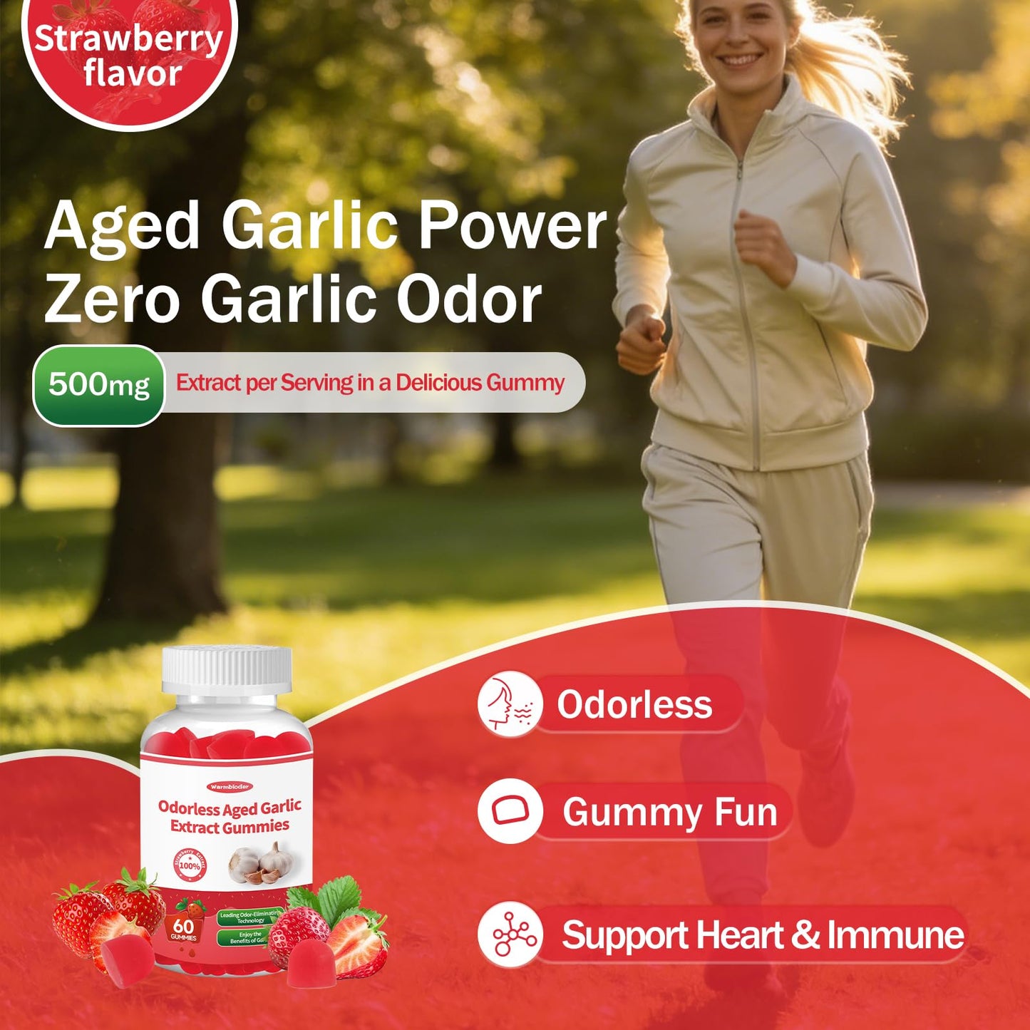 Warmbioder Odorless Aged Garlic Extract Gummies, 60 Count