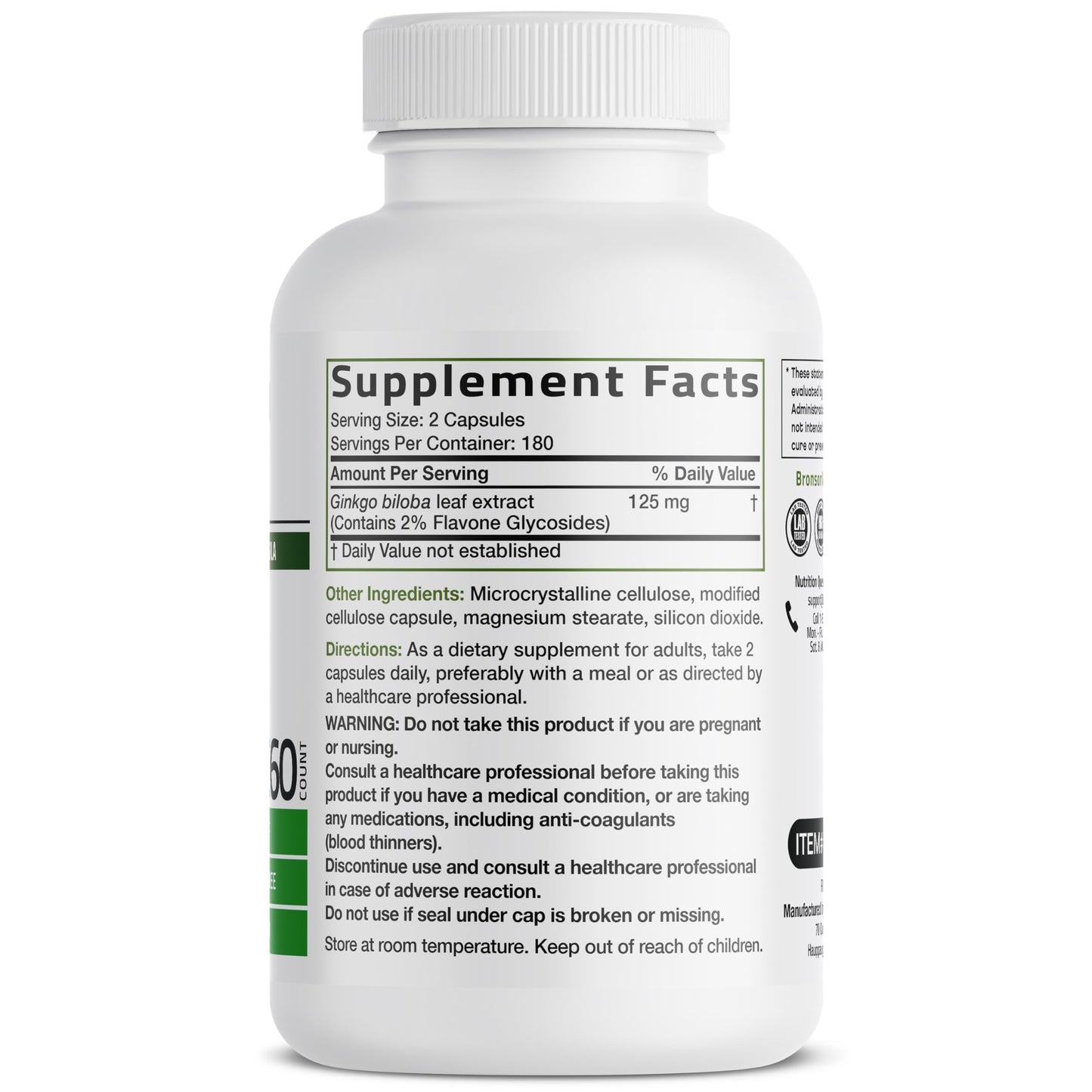 Bronson Ginkgo Biloba Extra Strength Brain & Memory Support Capsules 360