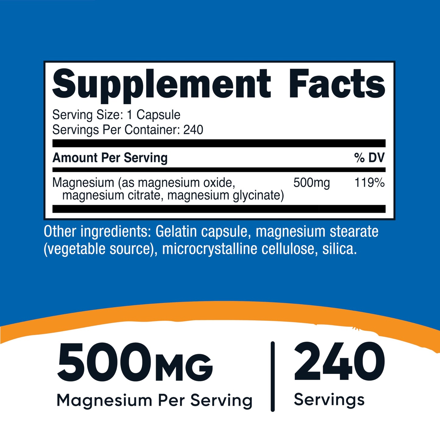 Nutricost Magnesium Complex Extra Strength 500mg Capsules 240 Count