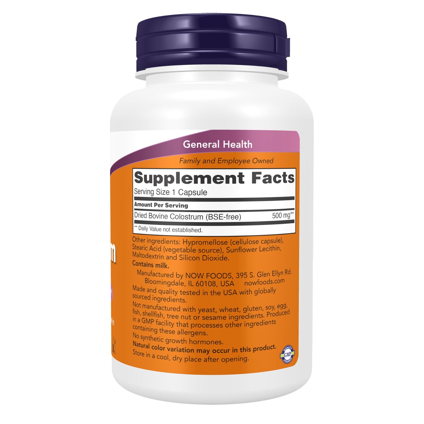 NOW Foods Colostrum 500 mg Vegetarian Capsules, 120 Count