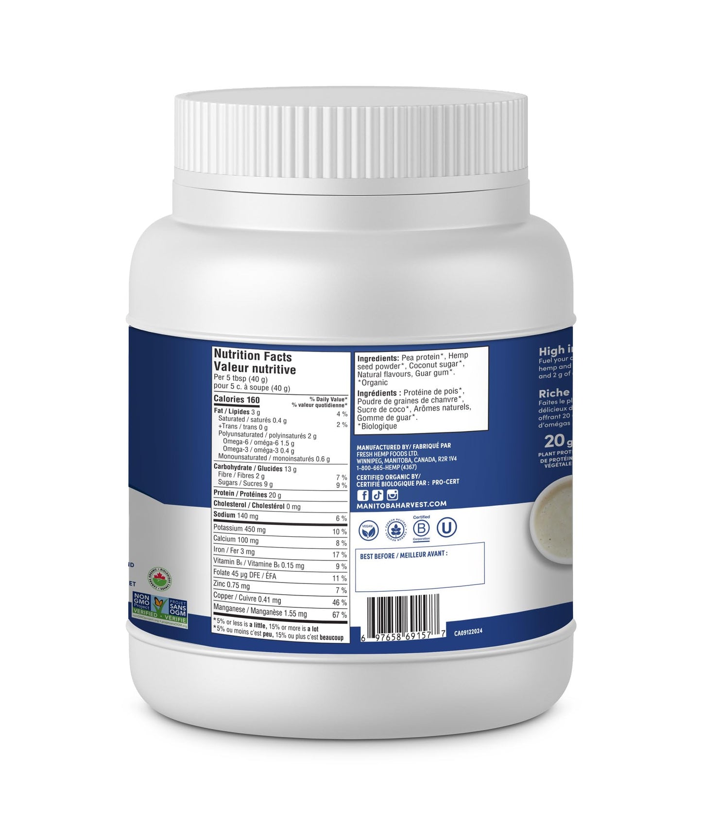 Manitoba Harvest Hemp Yeah Vanilla Protein Powder, 16.01 oz