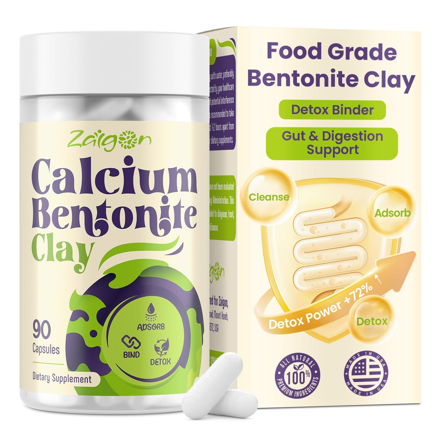 Zalgon Calcium Bentonite Clay Detox 90 Capsules