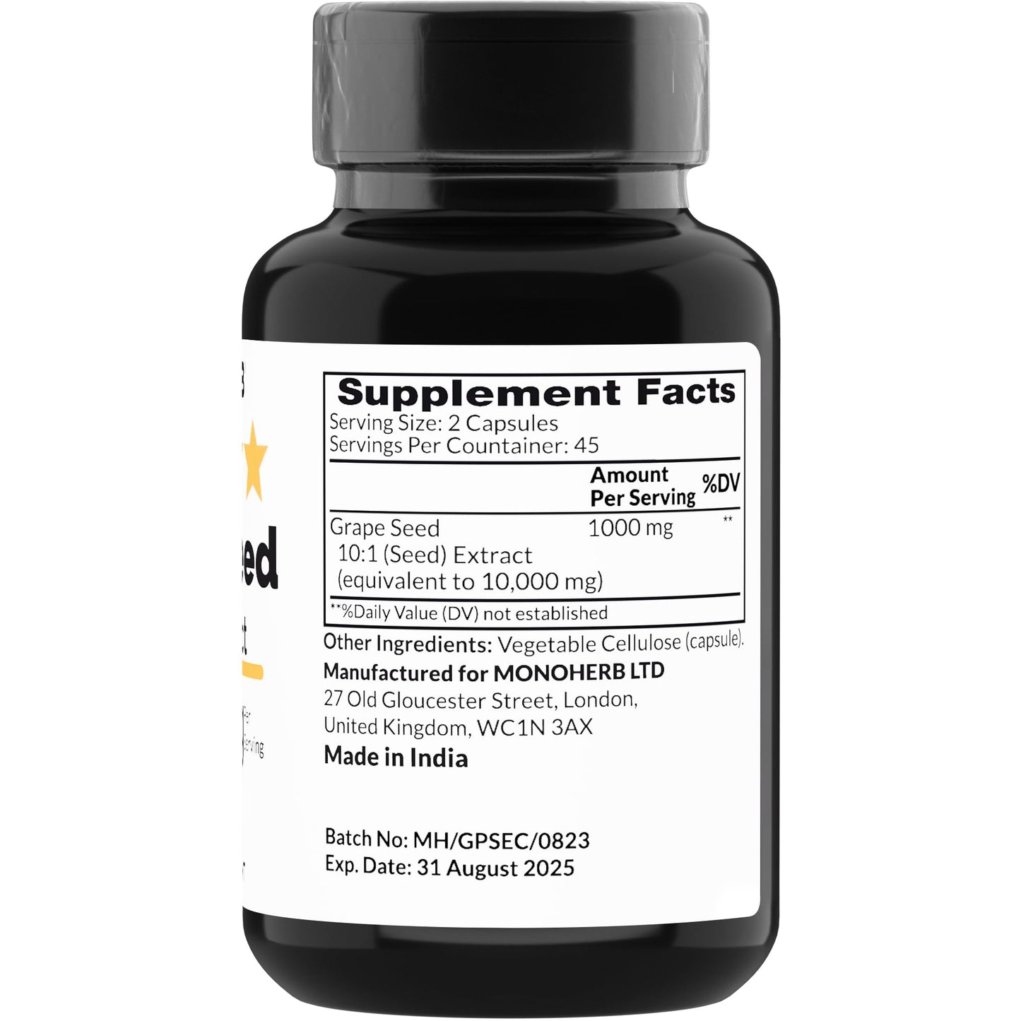 MONOHERB Grape Seed Extract 1000 mg Capsule, 90 Count