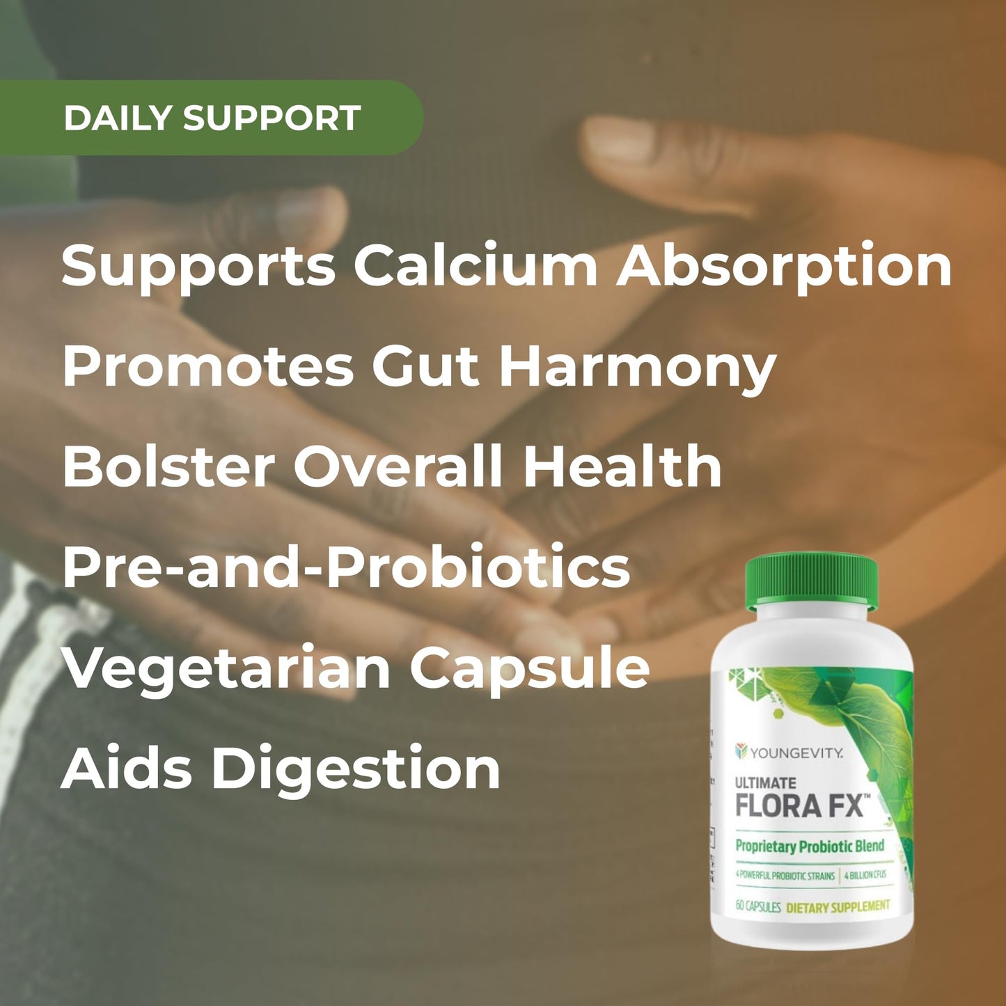 Youngevity Ultimate Flora FX Probiotic Supplement Capsule, 4 Billion CFU, 60 Vegetarian Capsules