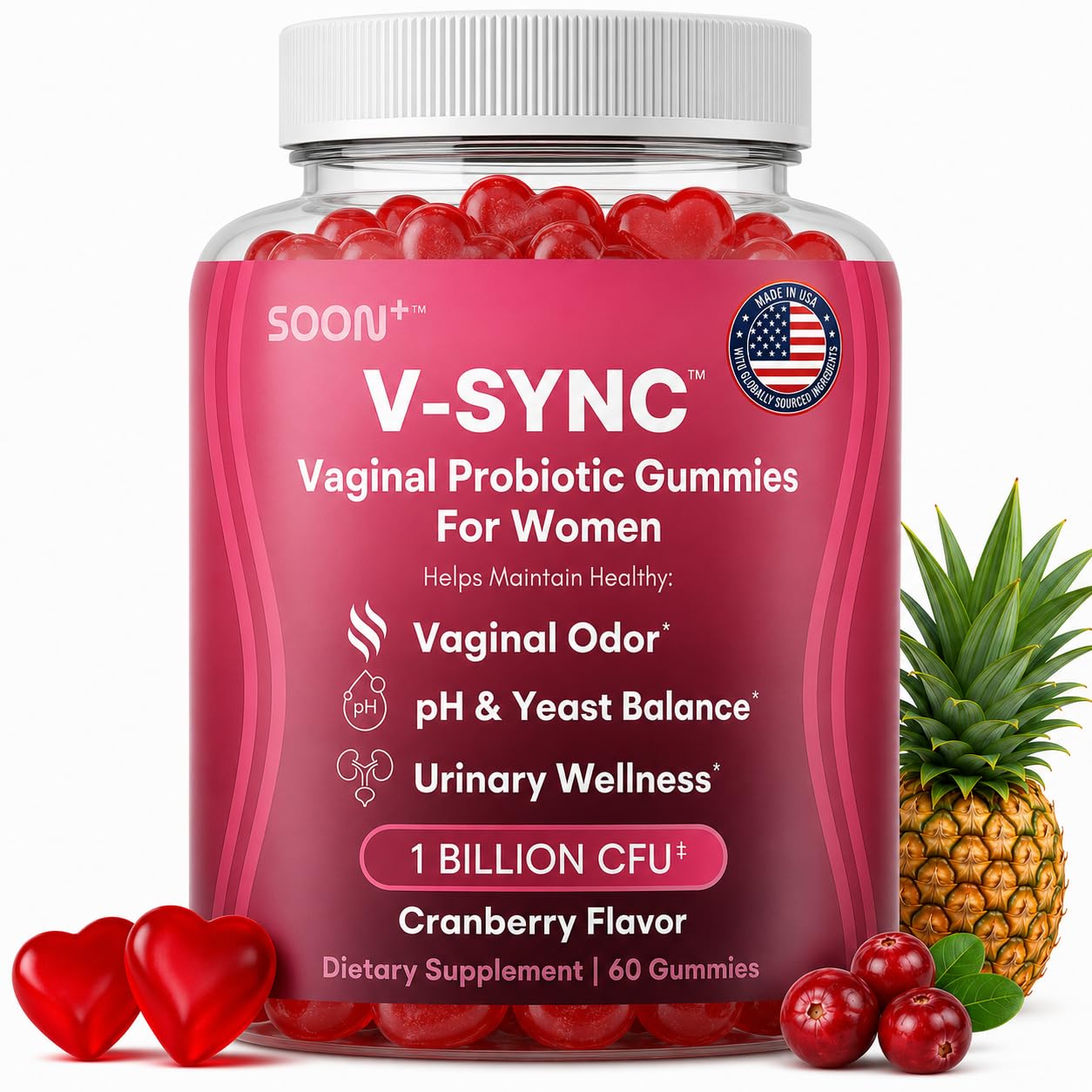 SOON+ Feminine Balance Gummies for Women, 60 Gummies