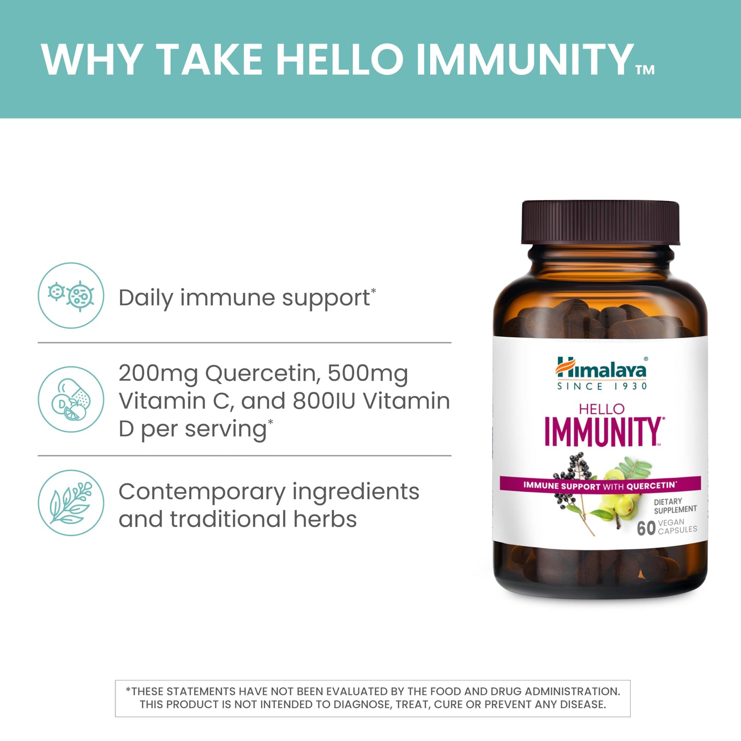 Himalaya Hello Immunity with Quercetin Capsules, 60 Count