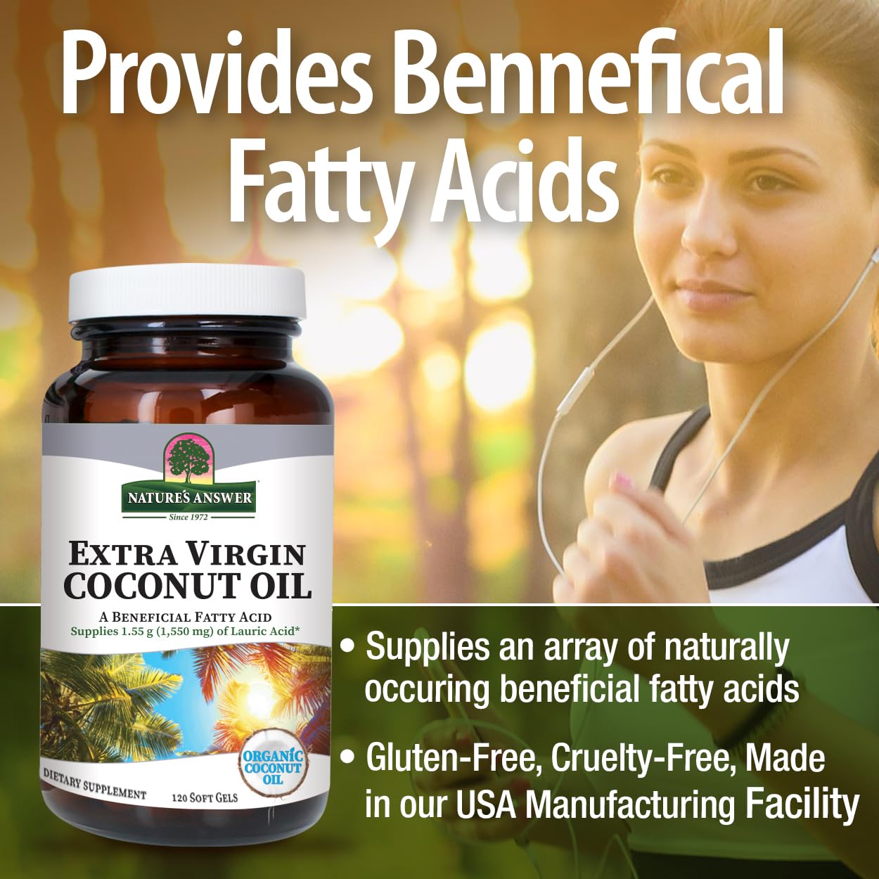 Nature's Answer Extra Virgin Coconut Oil Capsules, 120 Capsules