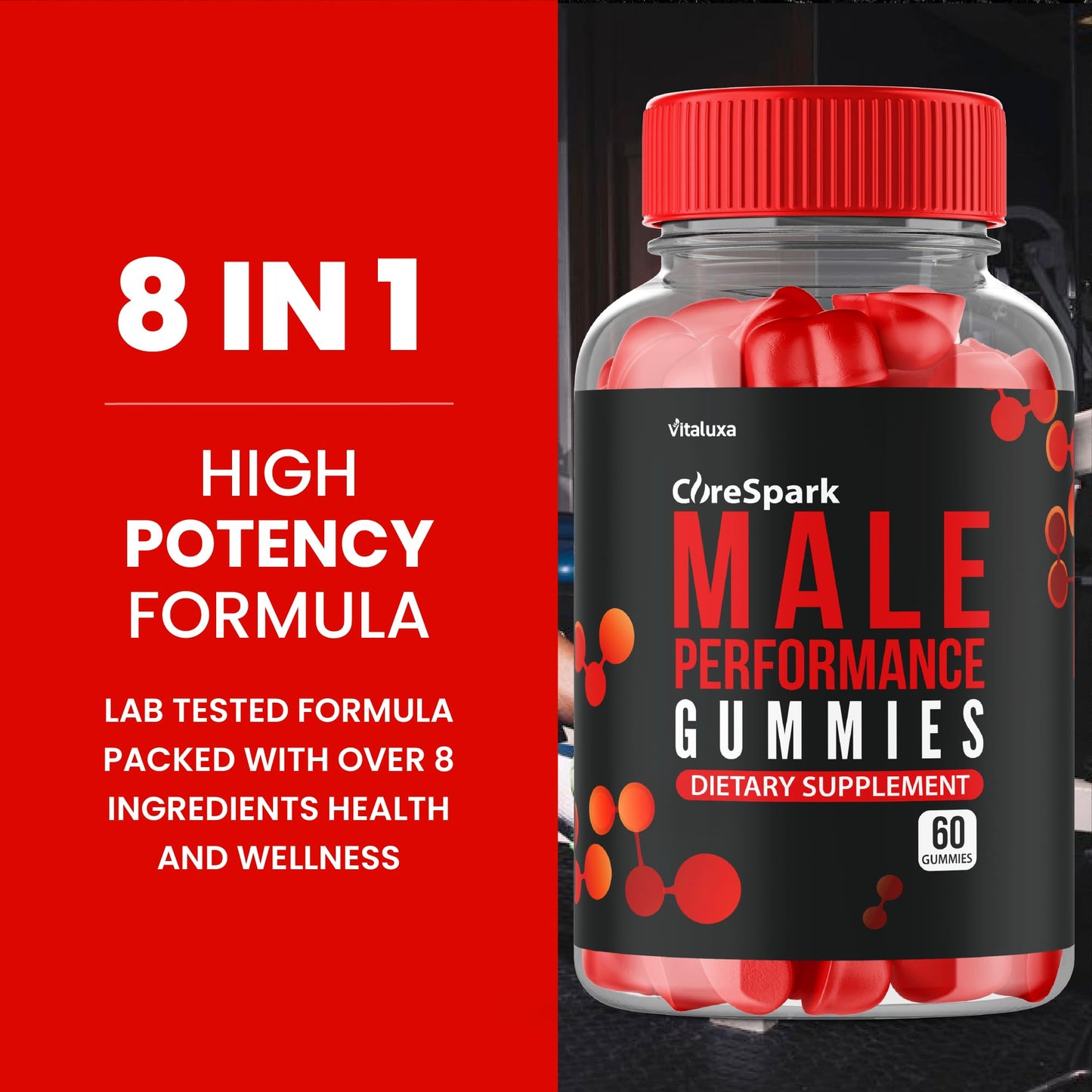 Vitaluxa Core Spark Gummies Maximum Strength Daily Advanced Performance Blend Vitamin Support for Men - 120 Gummies