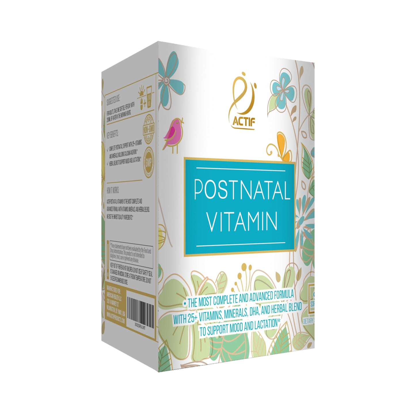 ACTIF Organic Postnatal Vitamin Softgels 90 Count