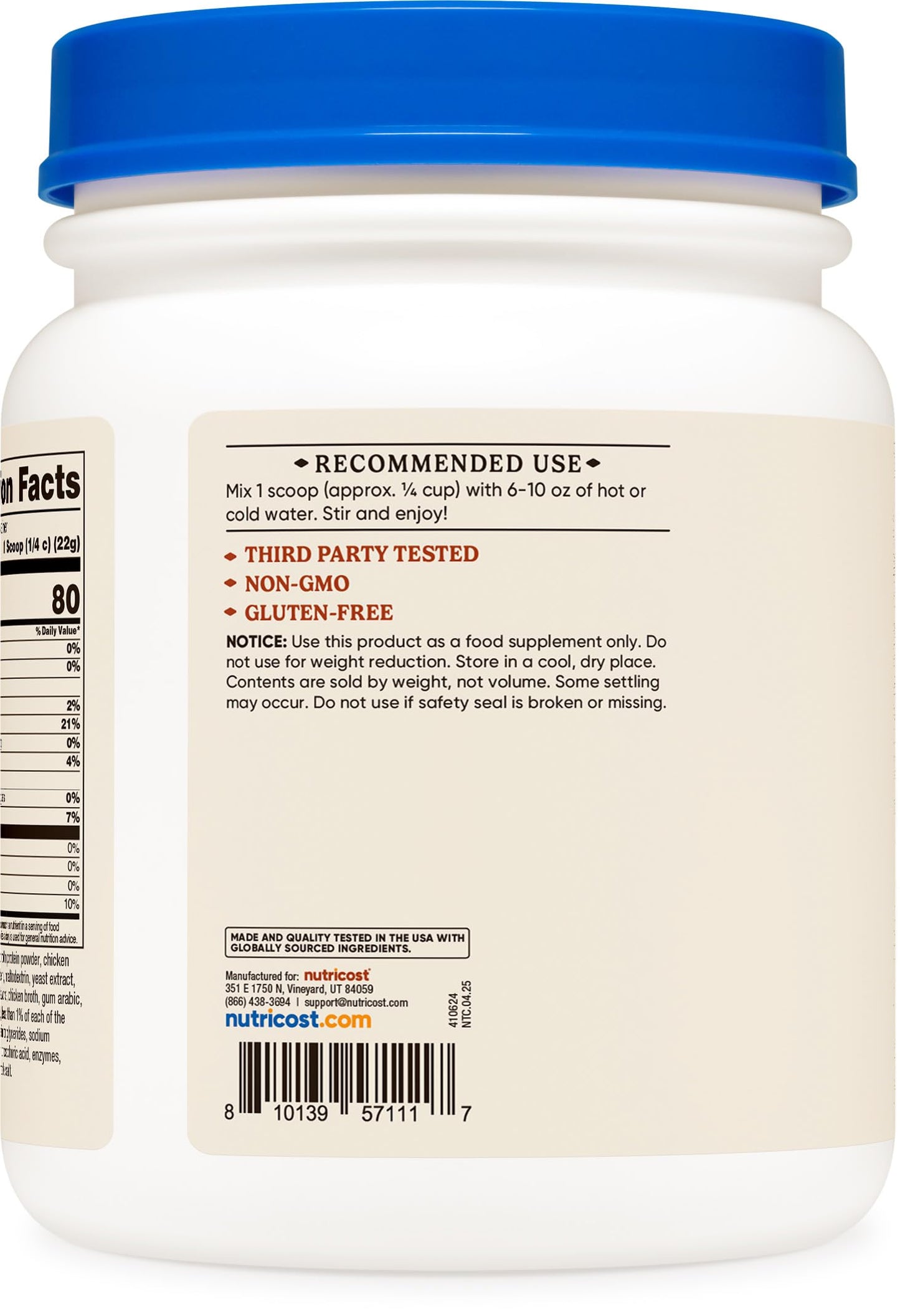 Nutricost Chicken Bone Broth Protein Powder 16.4 oz
