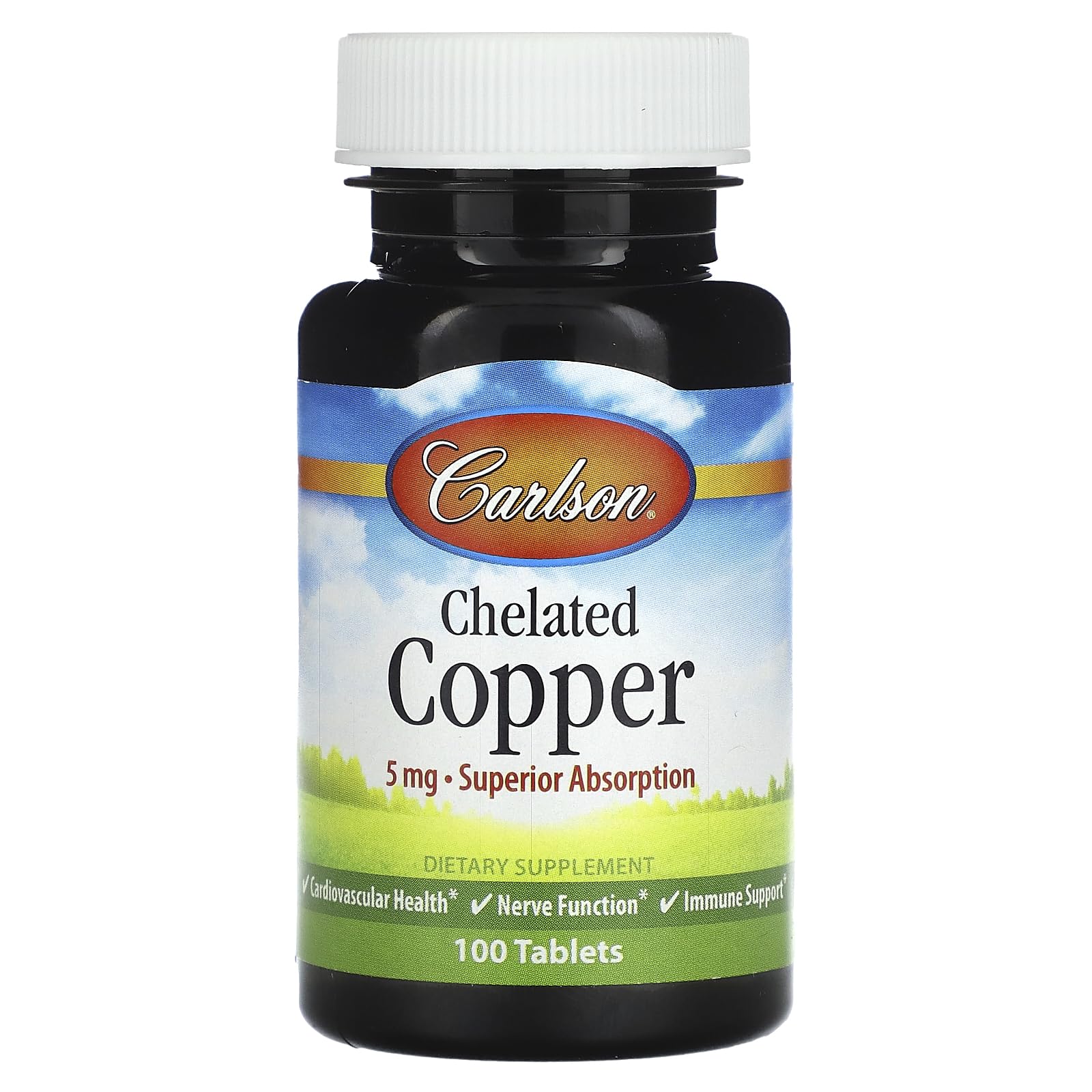 Carlson Chelated Copper 5 mg Superior Absorption Tablets, 100 Count