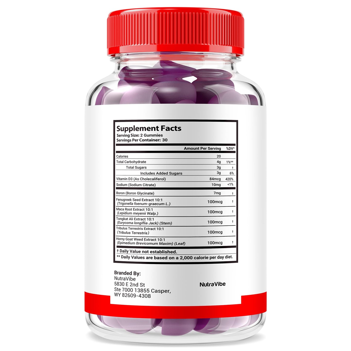 NutraVibe Vital Pump XL Testo Gummies, 60 Count
