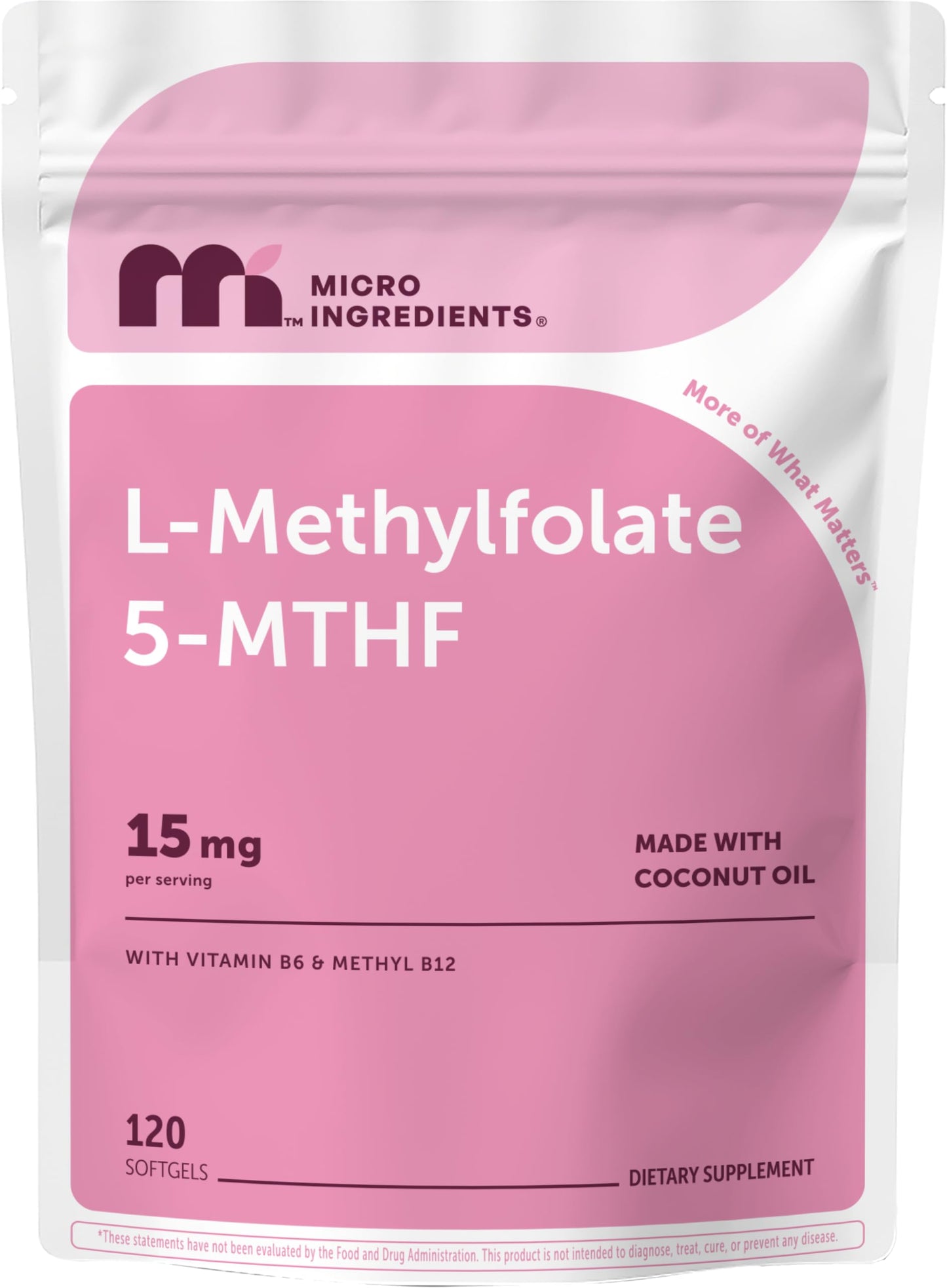 Micro Ingredients L Methylfolate 15mg Softgels 120