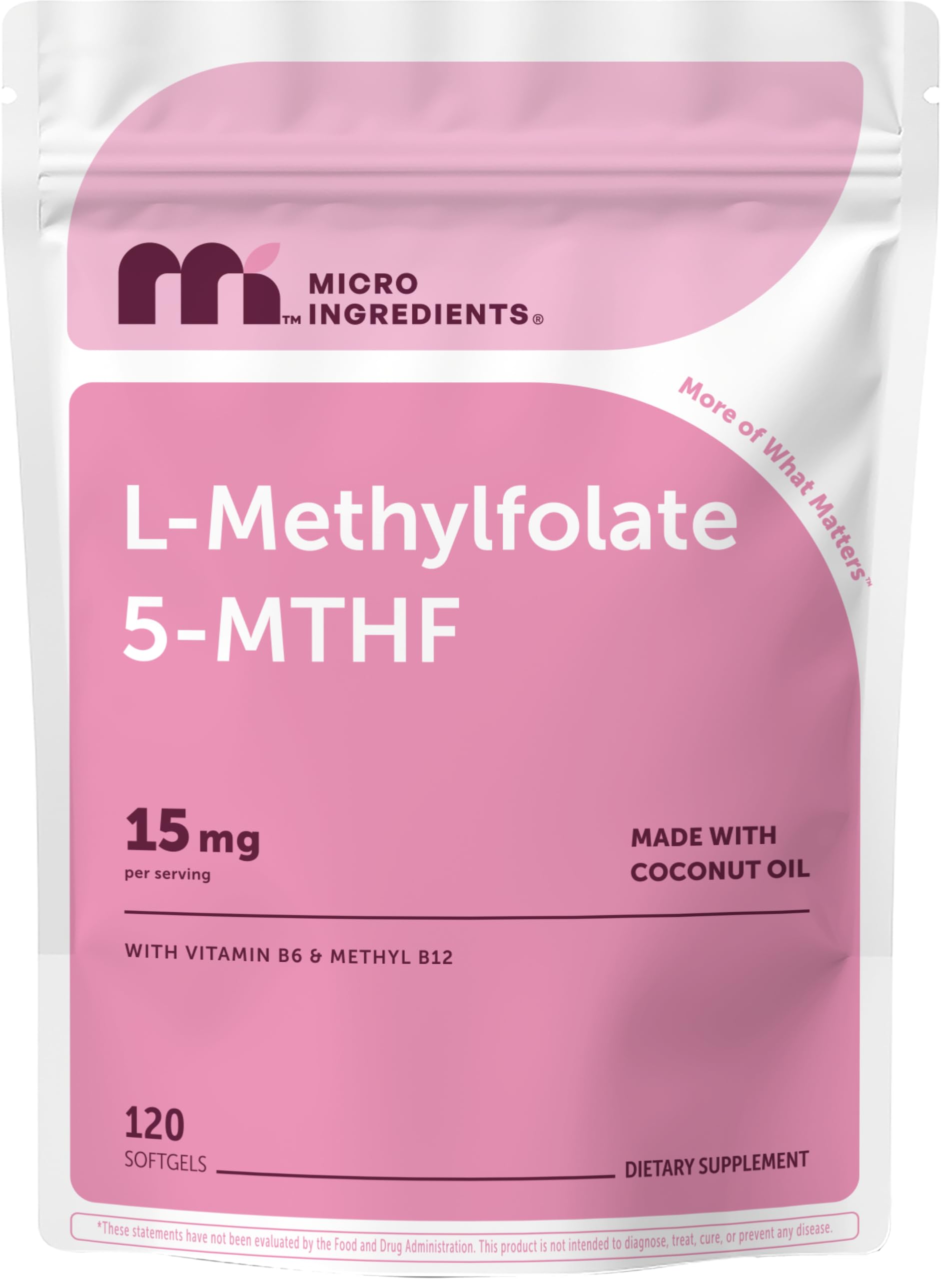 Micro Ingredients L Methylfolate 15mg Softgels 120