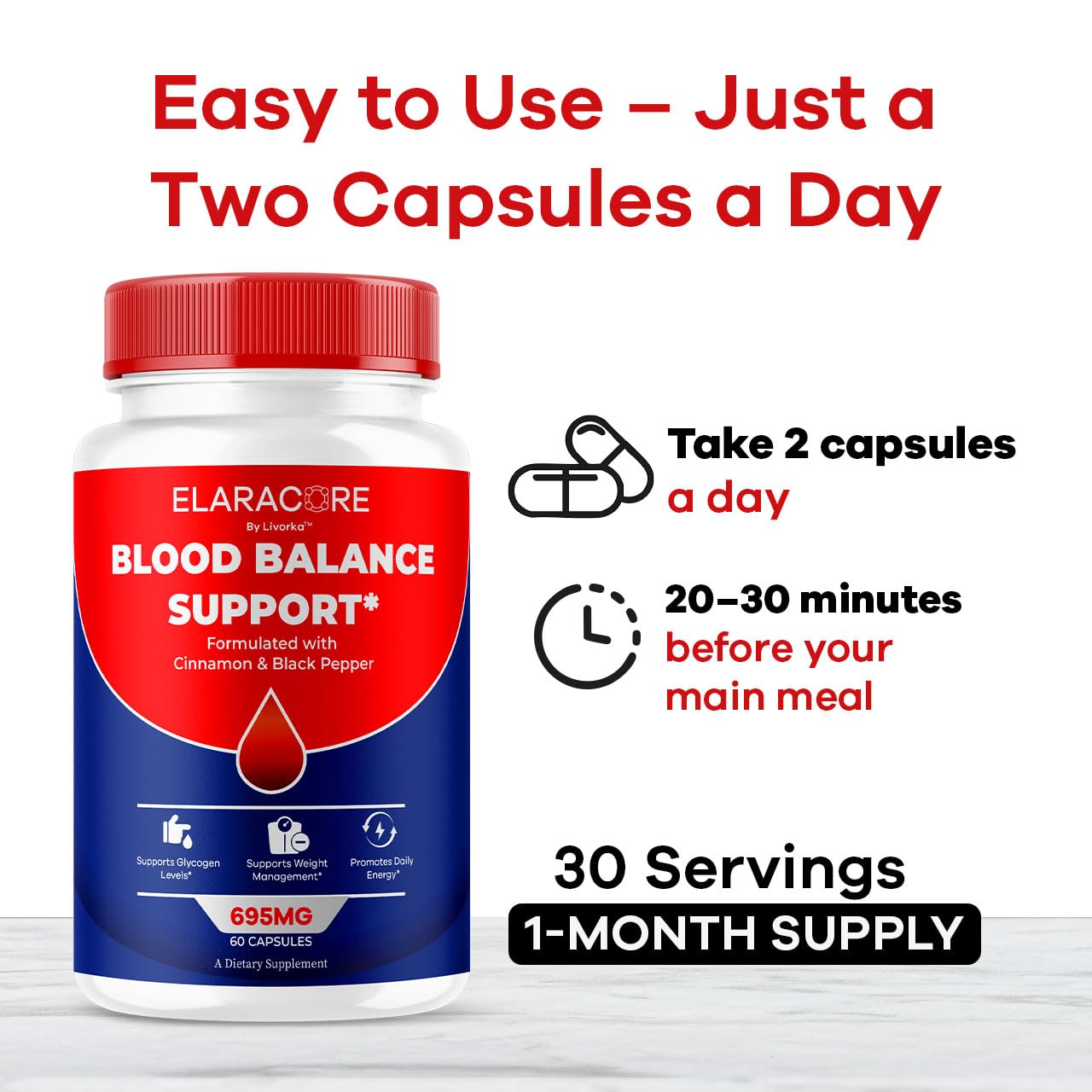PureFight4U Elaracore Balance Support Capsules, 60 Capsules