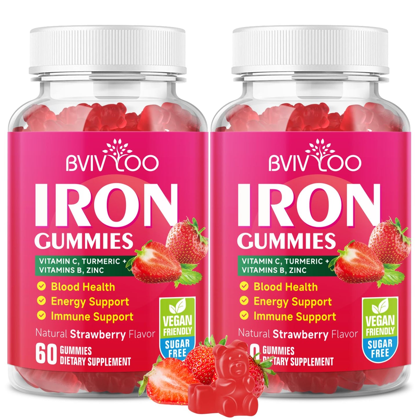BVIVLOO Vegan Iron Gummies 2-Pack