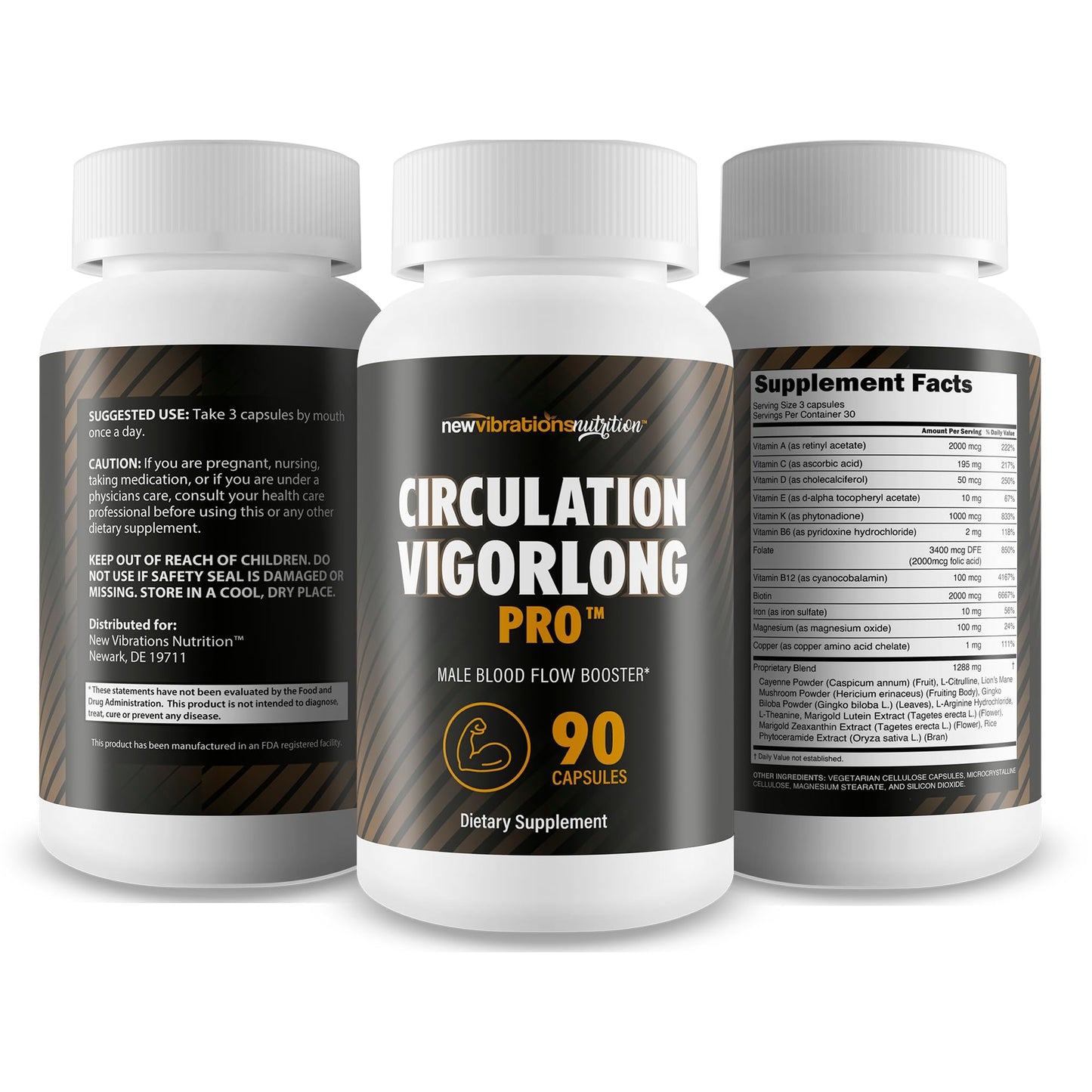 New Vibrations Nutrition Circulation Vigorlong Pro Capsule 90 Count