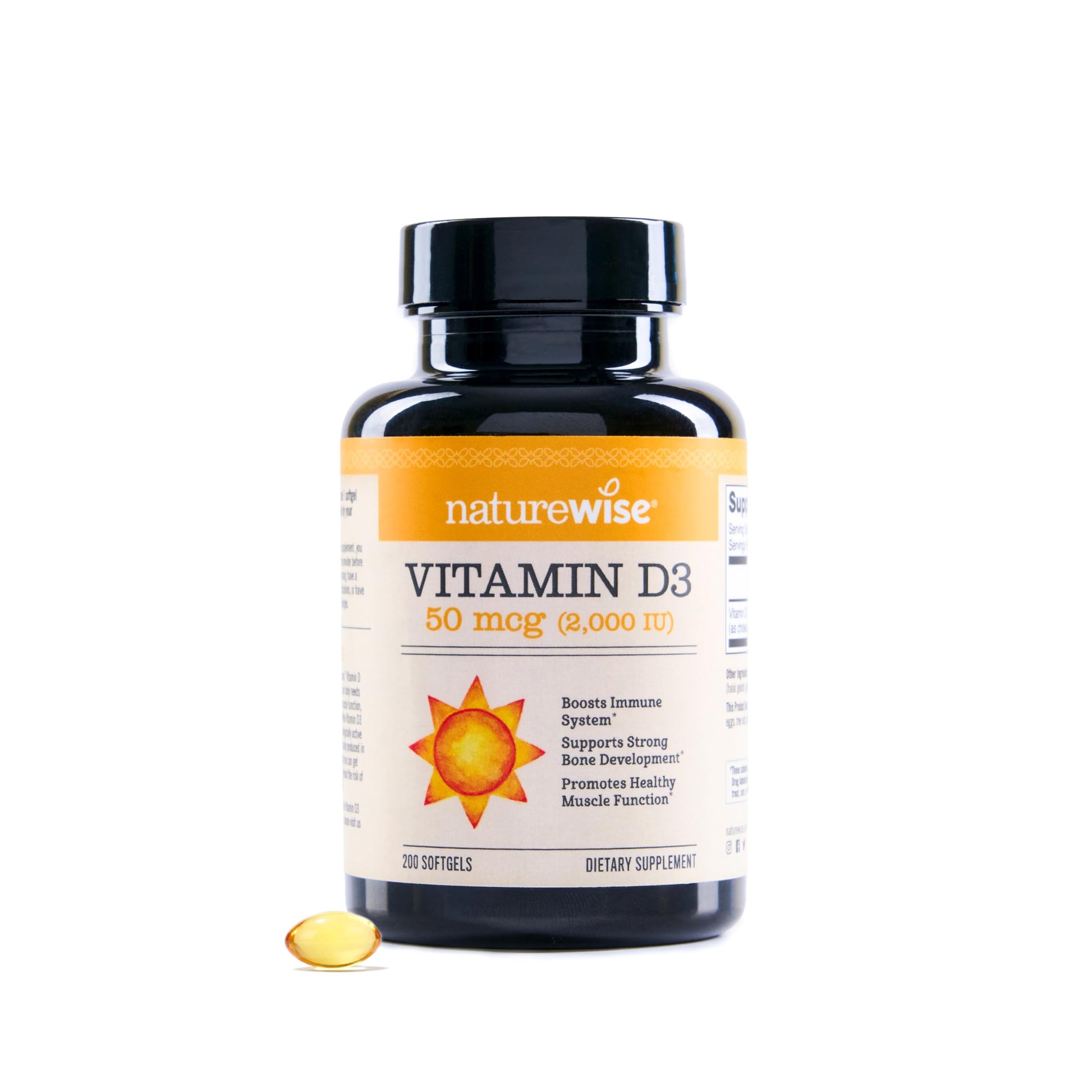 NatureWise Vitamin D3 2000IU Supplement, Immune Support Softgel, 200 Count