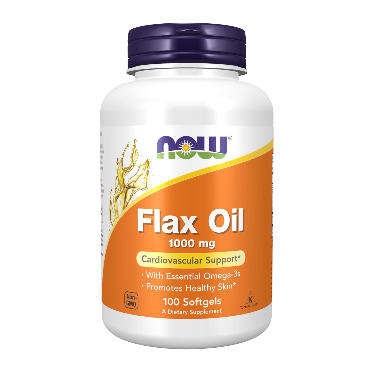 NOW Foods Flax Oil 1000 mg Softgels, 100 Softgels