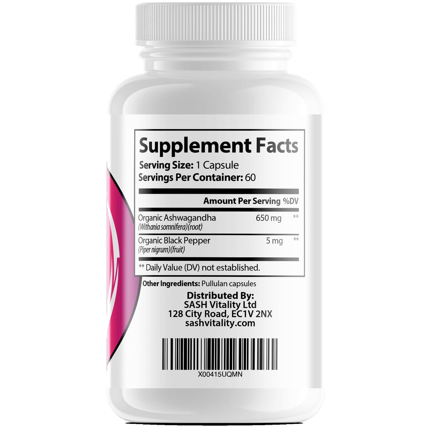 SASH Vitality Ashwagandha Capsules, 60 Capsules