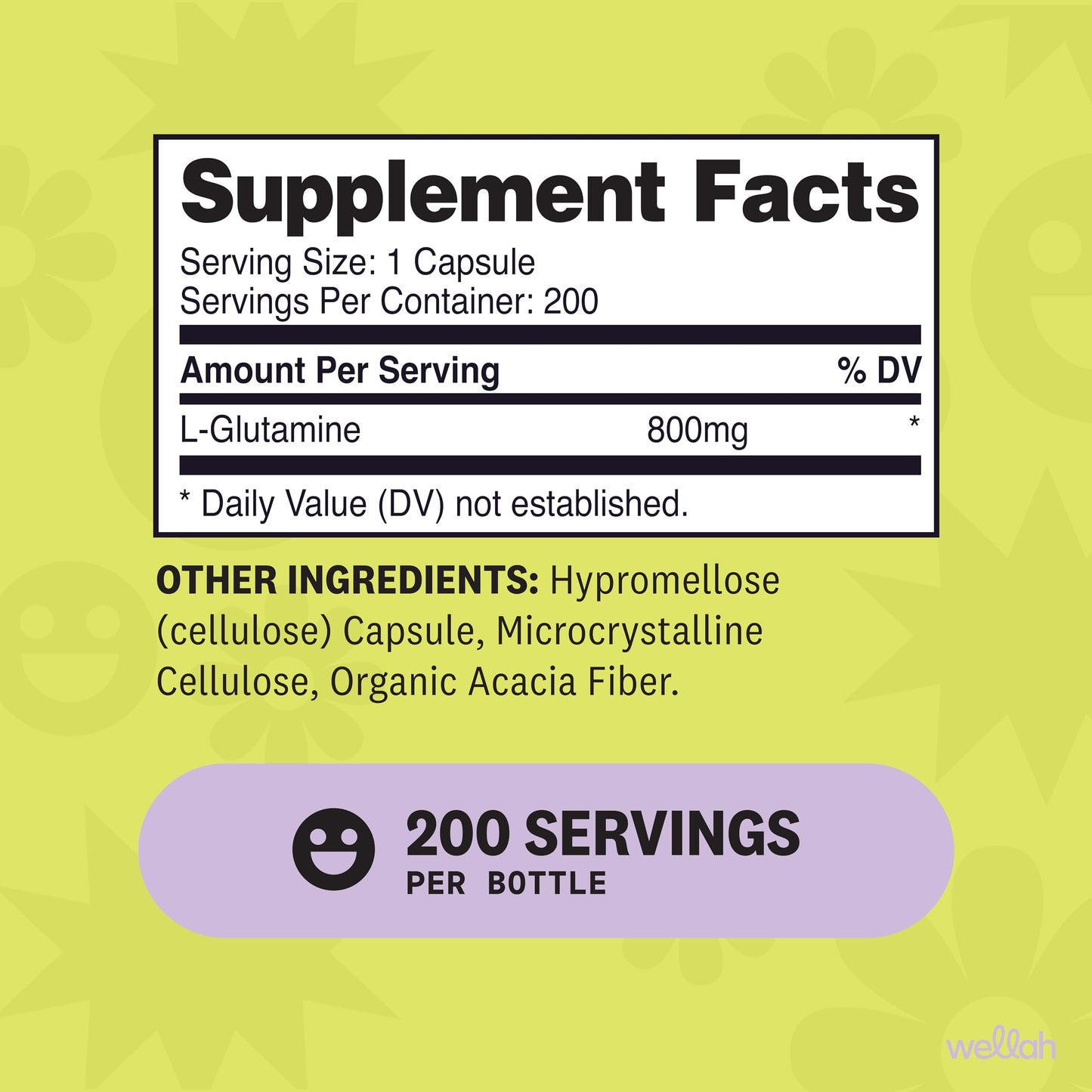 Wellah L-Glutamine for Women (800mg) 200 Capsules