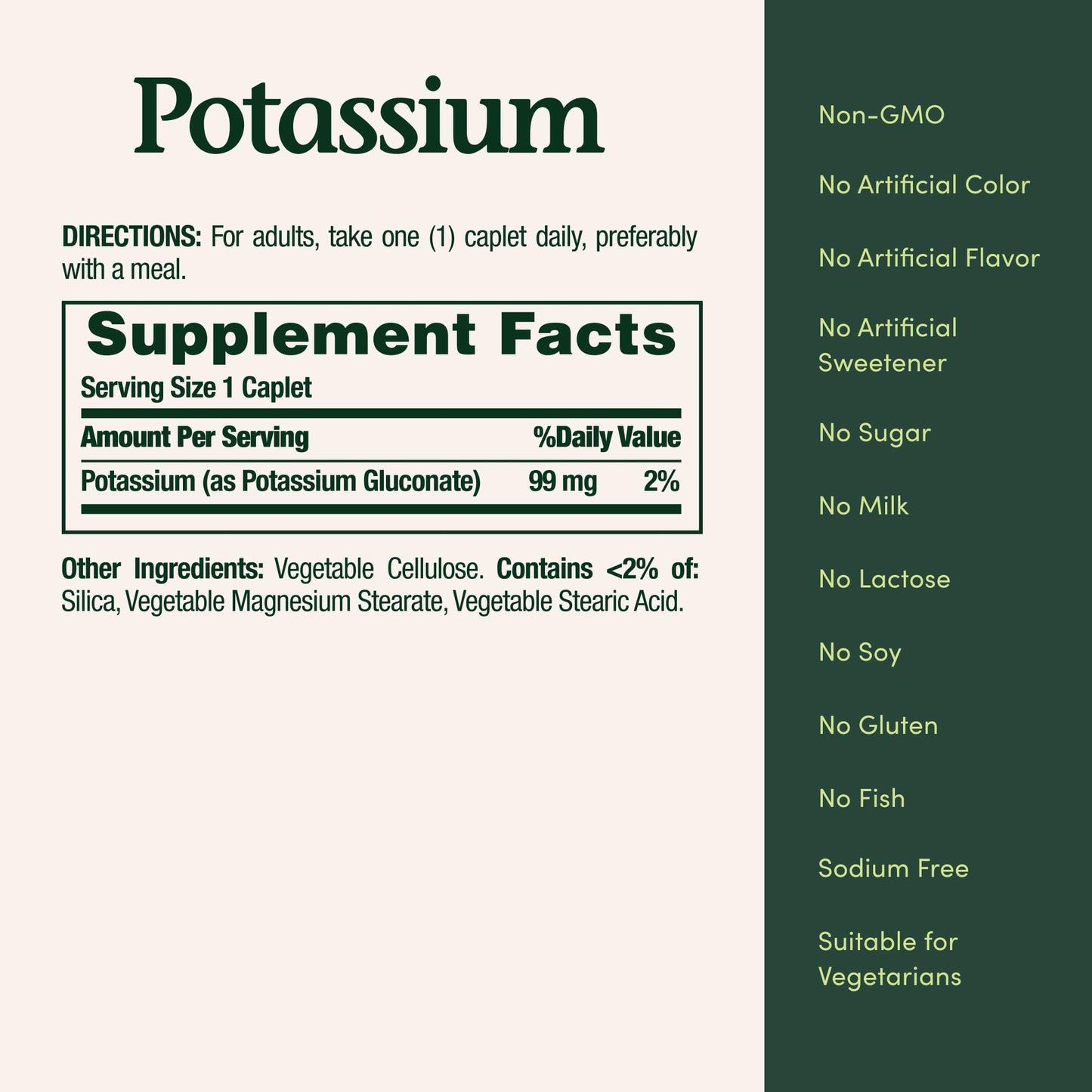 Nature's Bounty Potassium 99mg, 1 Per Day Caplets, 100 Count