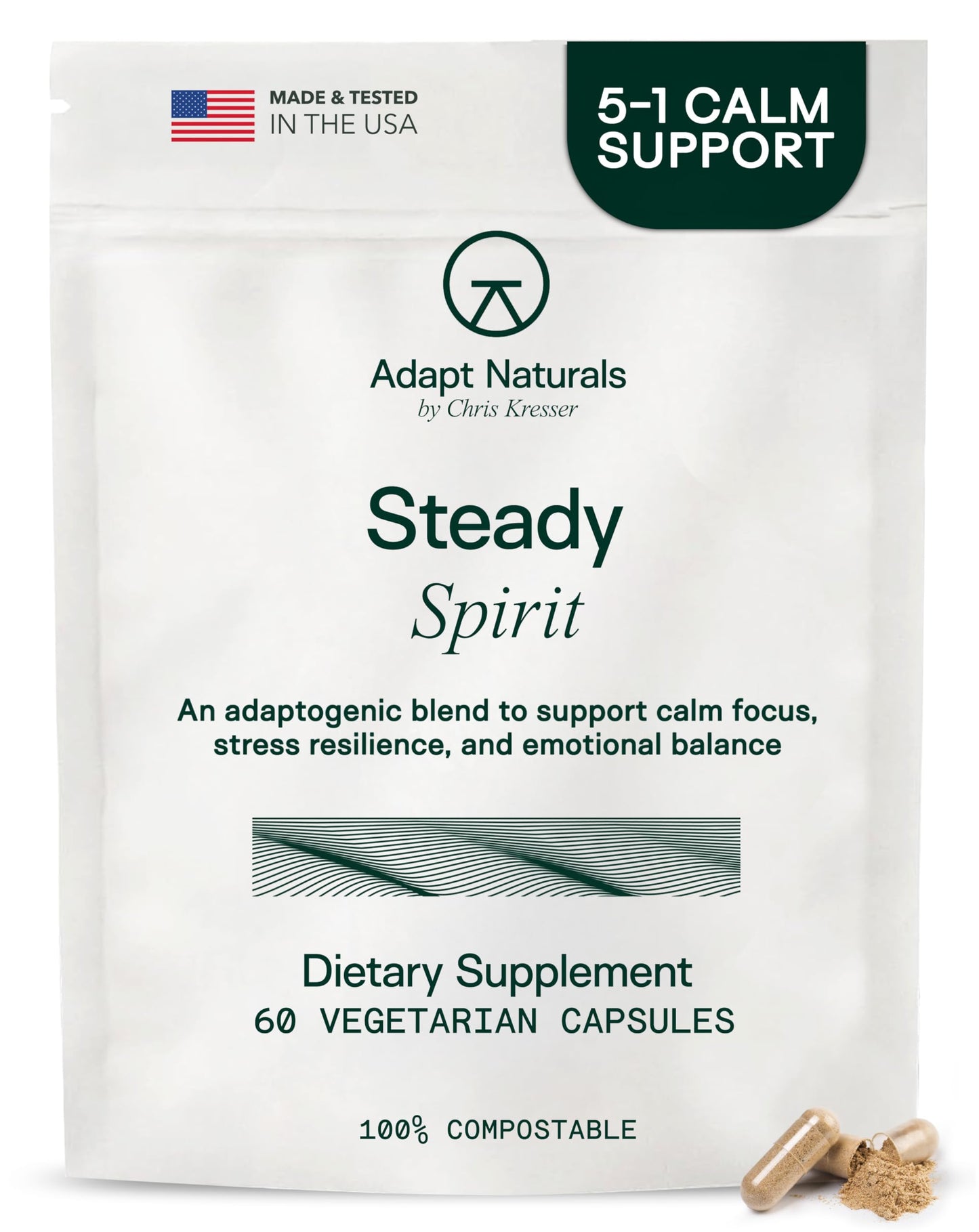 Adapt Naturals Steady Spirit Stress, Anxiety & Mood Support Capsule 60 Count