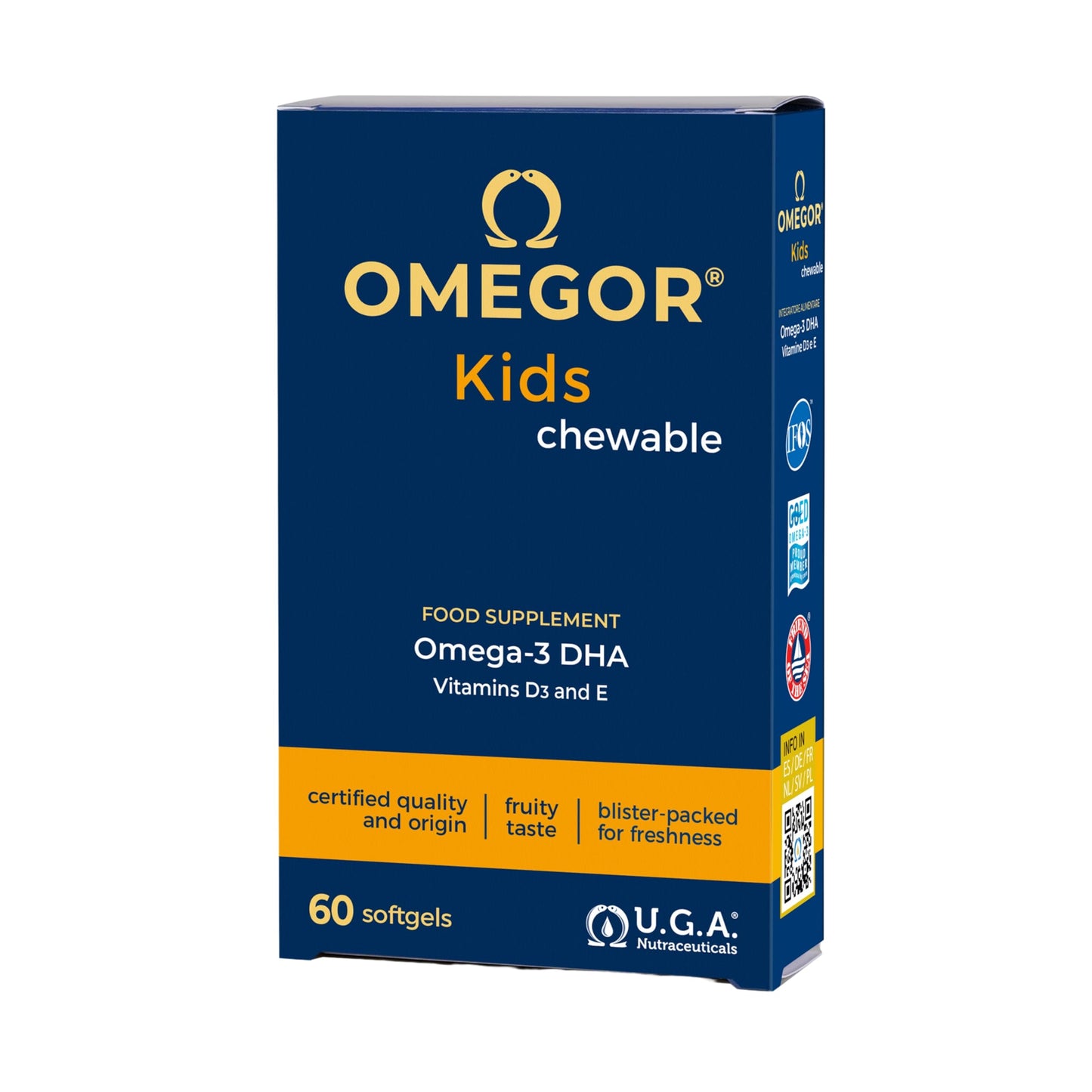 OMEGOR Kids Chewable Omega-3 DHA 250mg, 60 Capsules