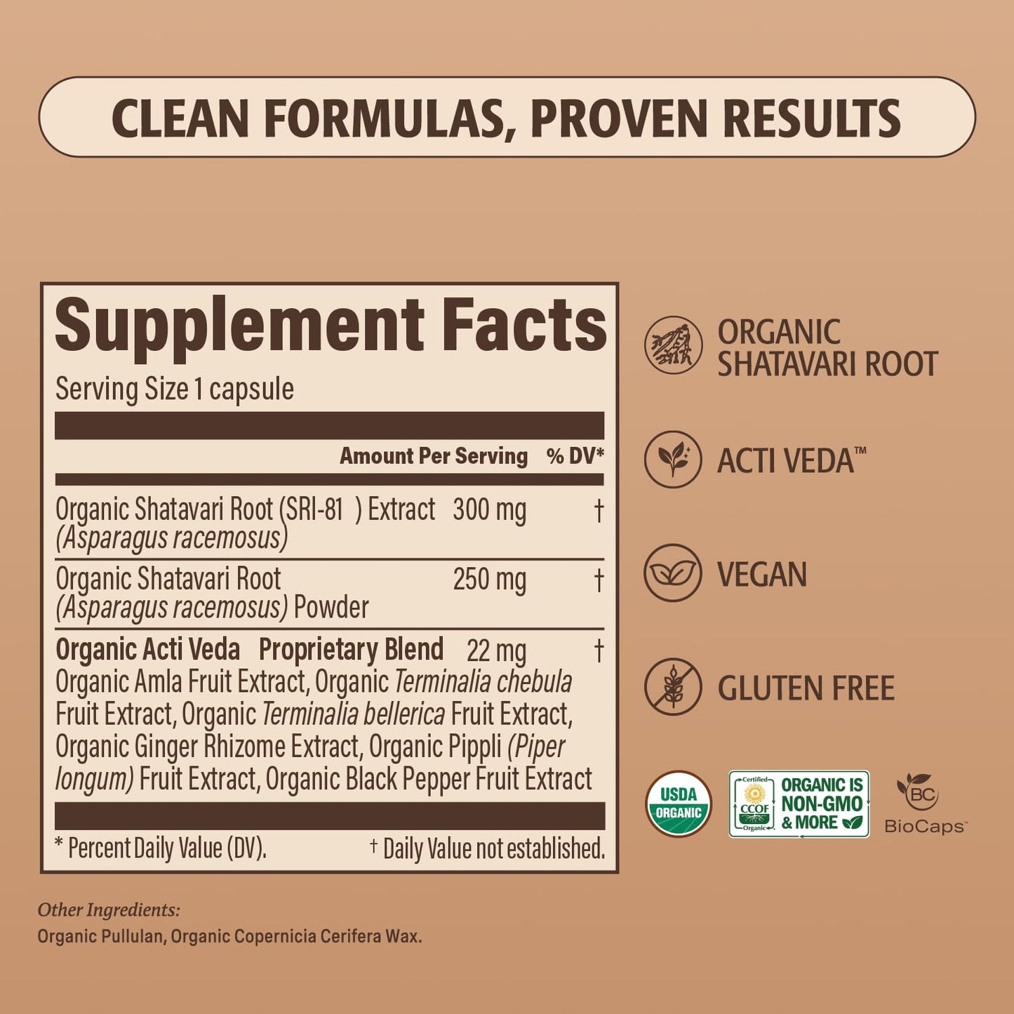 ELEVATE ORGANIC SRI-81 Shatavari Vegan Capsules for Women, Asparagus racemosus Root Extract with Acti Veda, 30 Capsules