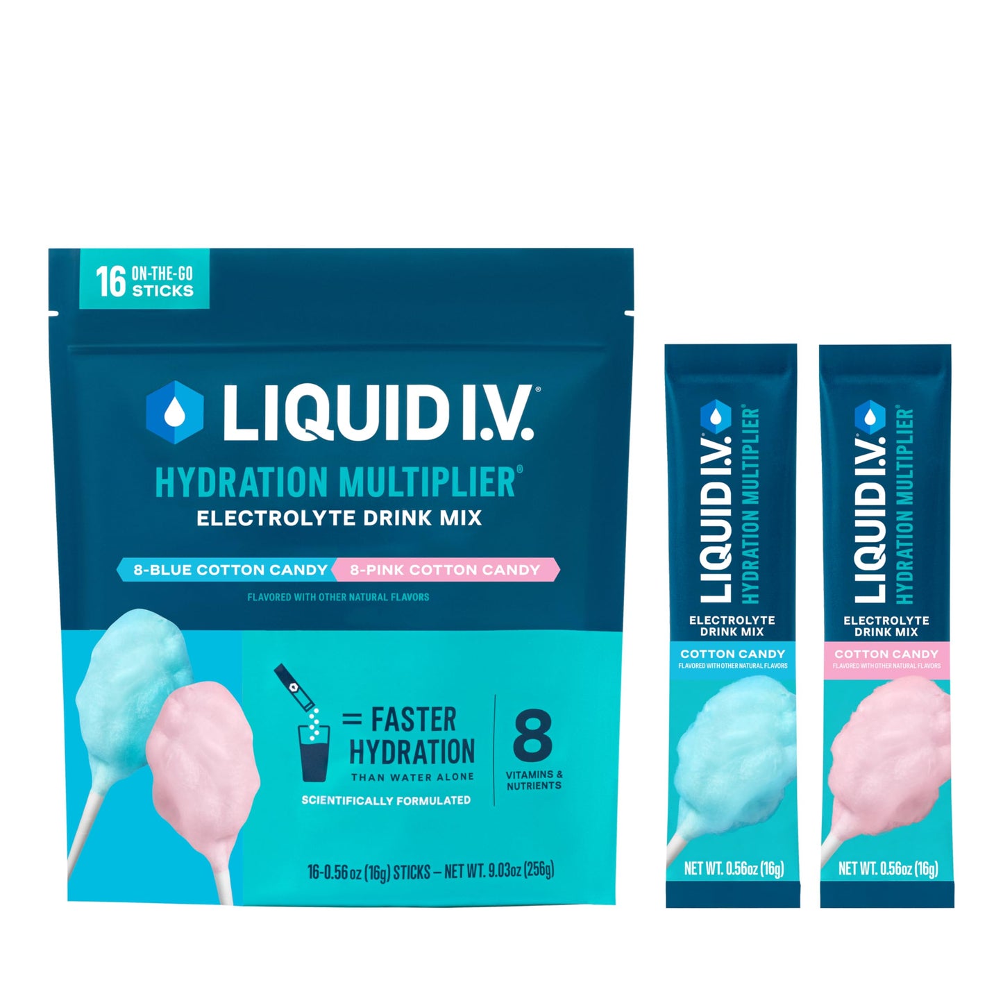 Liquid I.V. Hydration Multiplier Powder Cotton Candy, 16 Servings