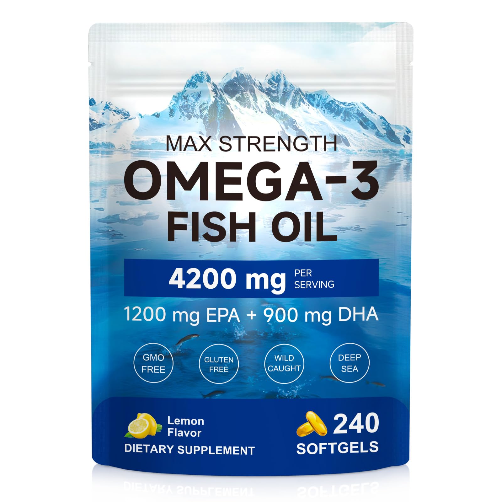 AIQIUSHA Omega-3 Fish Oil Supplements Softgels 240 Count