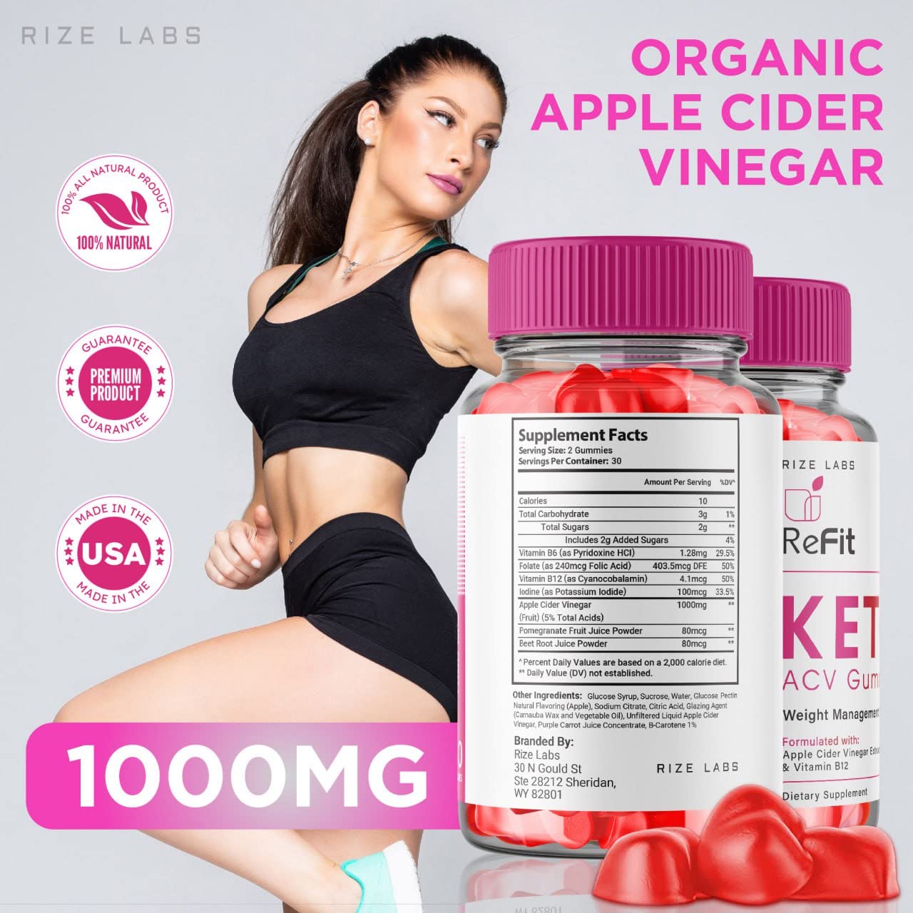 rize labs Refit Keto ACV Gummies, 180 Gummies