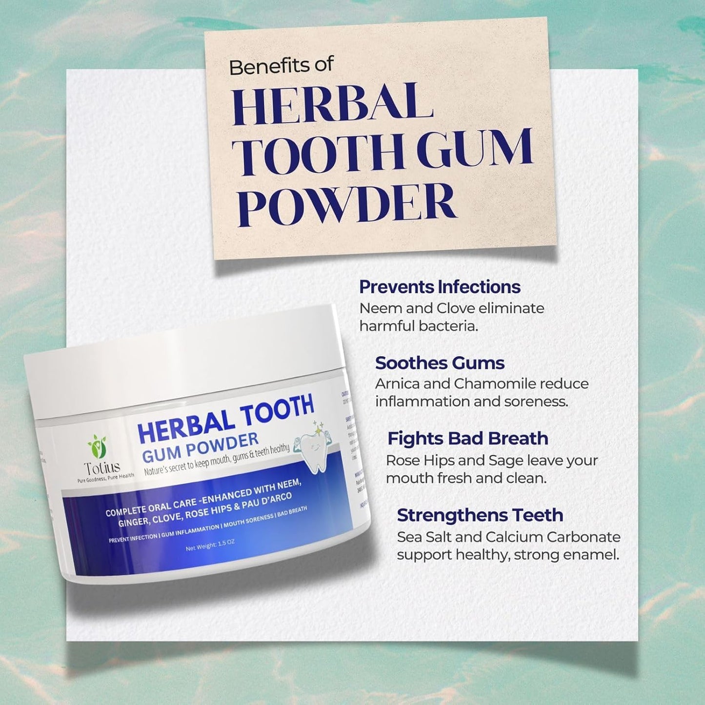 TOTIUS Herbal Tooth Gum Powder, 1 Ounce (Pack of 1)