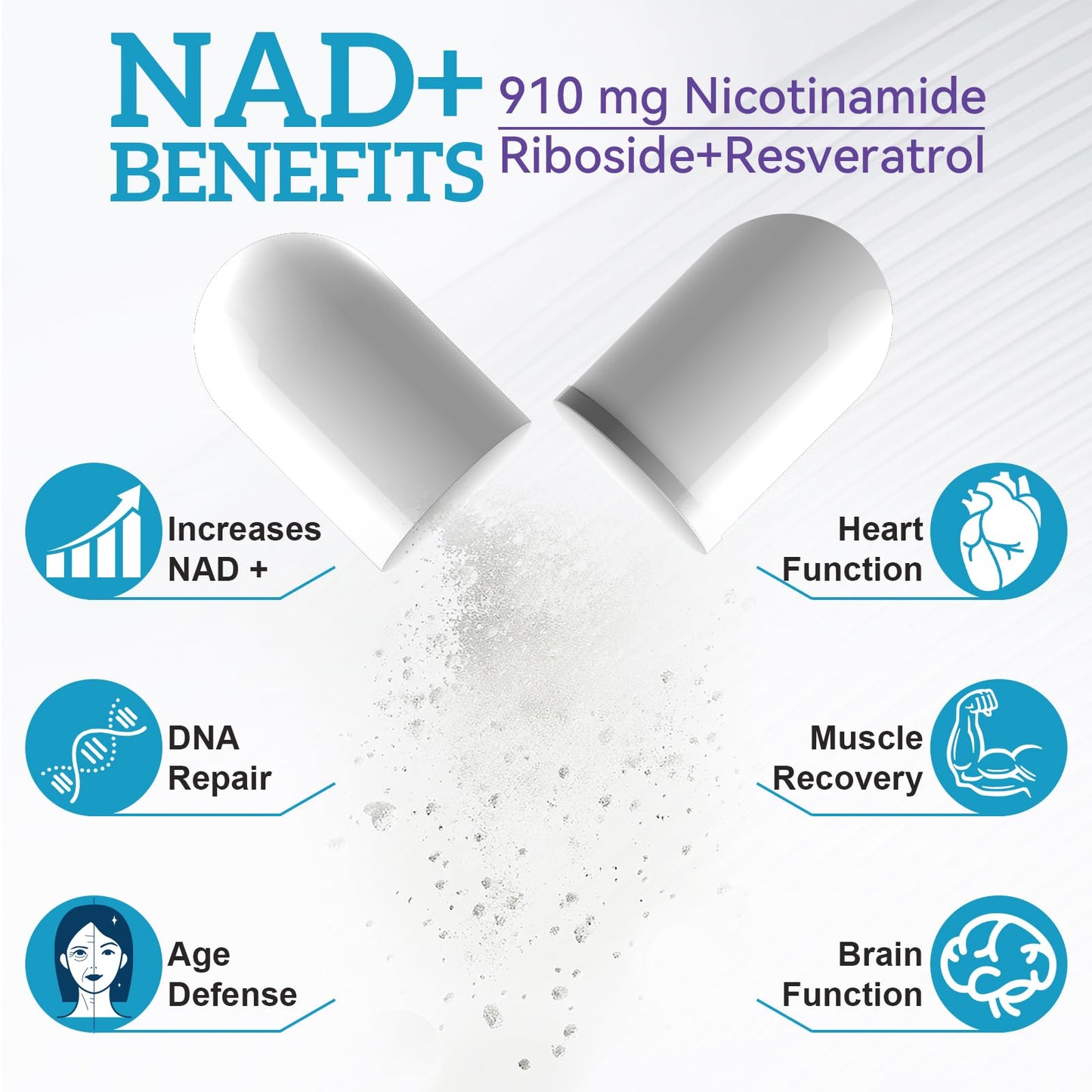 Daiasns NAD+ Liposomal Nicotinamide Riboside with Quercetin and Resveratrol, 910 mg, 120 Capsules