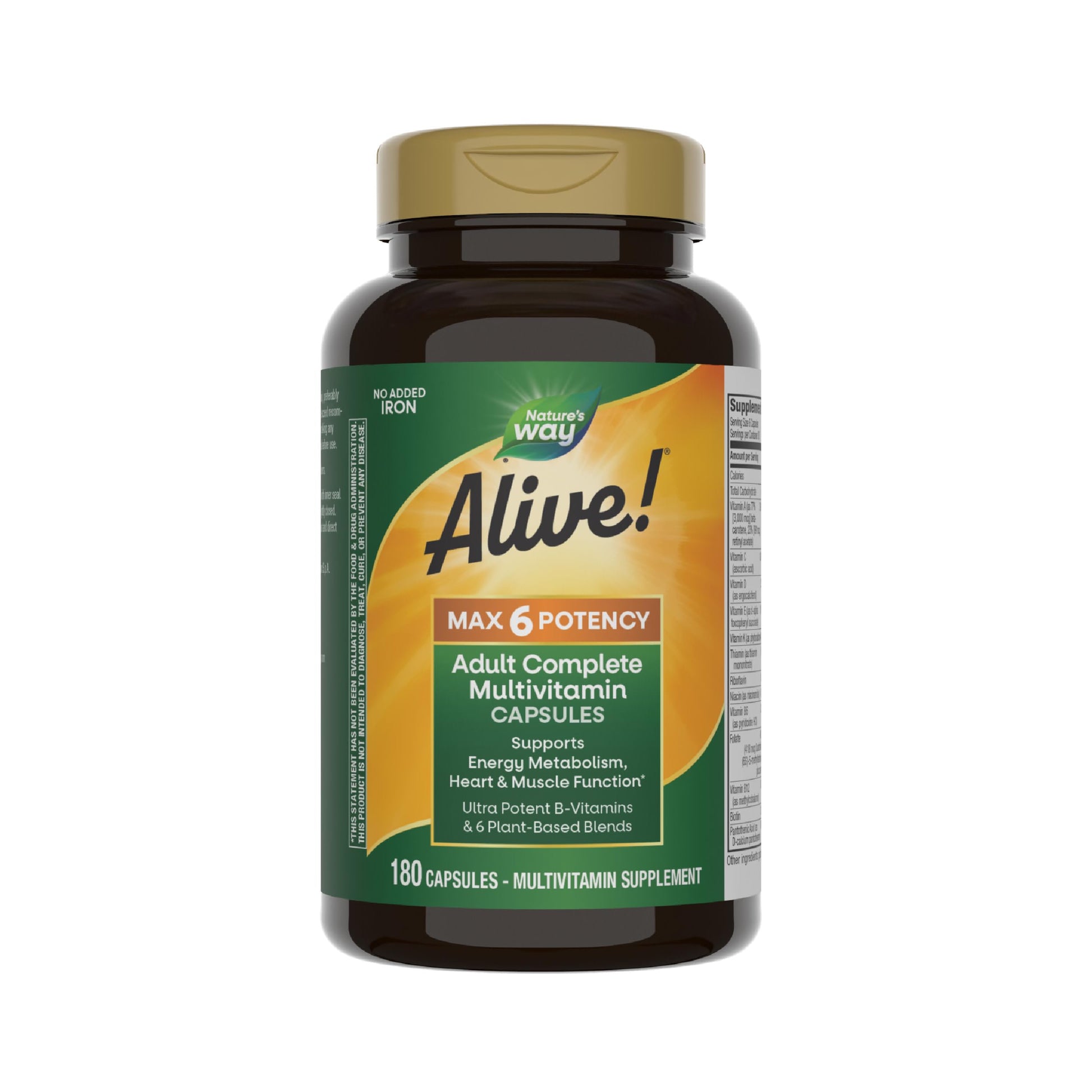Nature's Way Alive! Max6 Potency Adult Complete Multivitamin Capsules, 180 Count